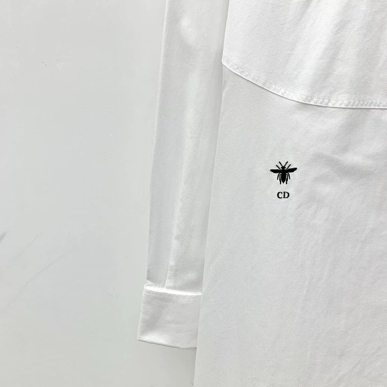 Dior Dior White bee embroidered cotton lapel long-sleeved shirt Size S / US 4 / IT 40 - 4 Thumbnail
