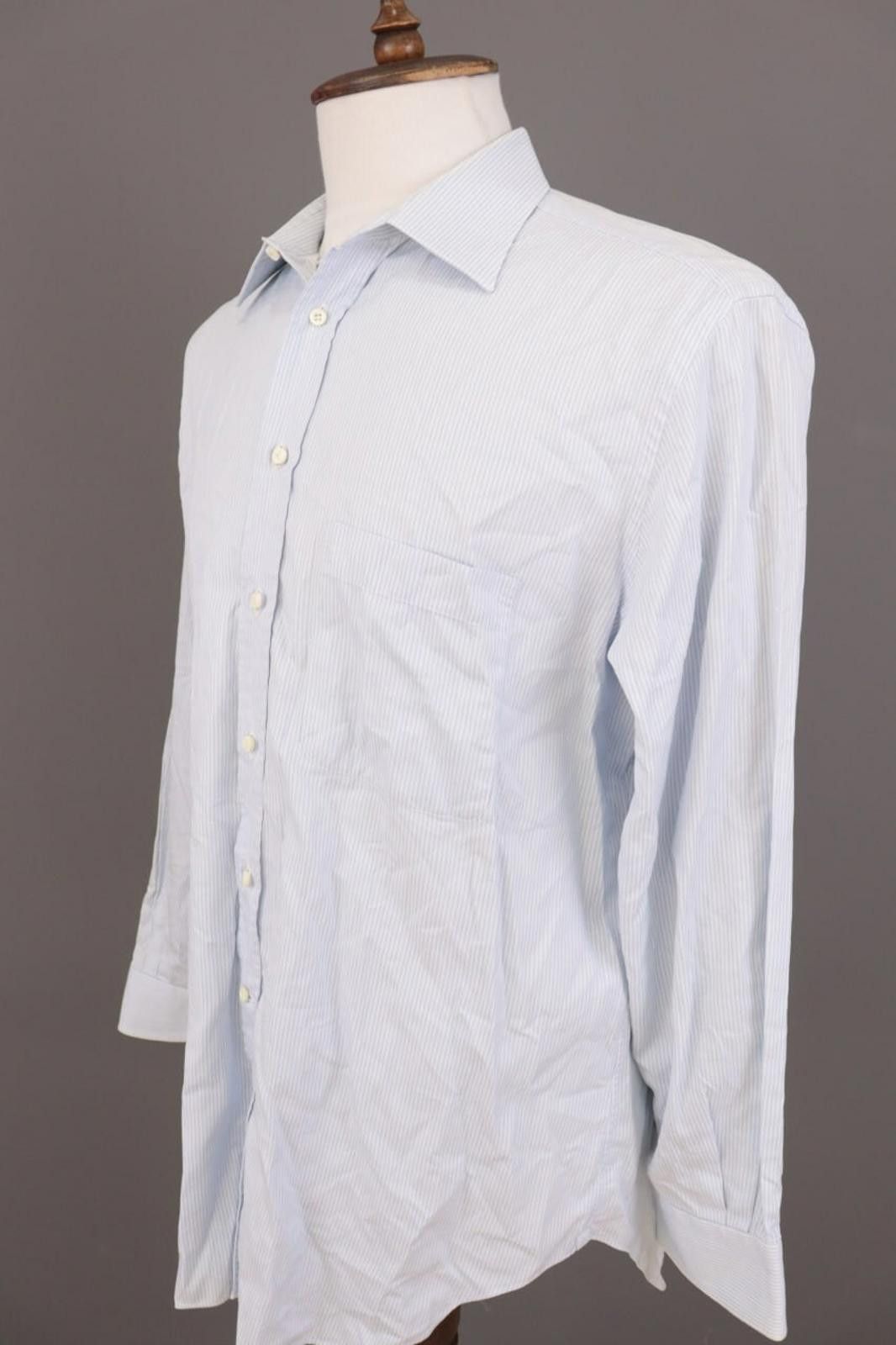 Ermenegildo Zegna Ermenegildo Zegna Blue Pinstripe Shirt Size 43 / 17 Size US M / EU 48-50 / 2 - 7 Thumbnail