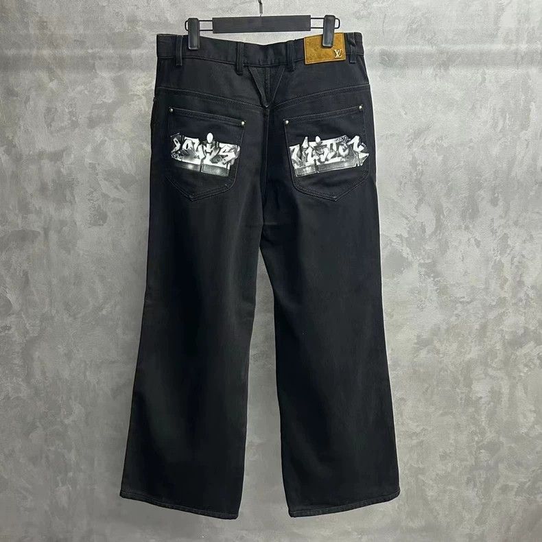 Louis Vuitton Black graffiti logo jeans 2502-Nextarrow