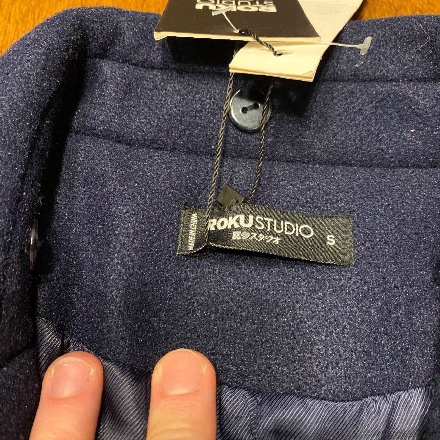 Vintage ROKU STUDIO Mens Small Navy Blue Orange Brown Peacoat Blazer Coat Jacket NEW Size 36R - 4 Thumbnail