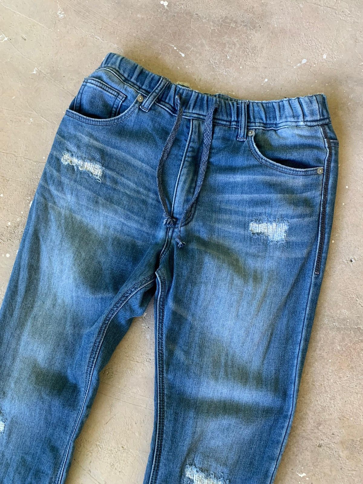 MOUSSY AZUL by Moussy Distressed Drawstring Denim Size US 28 / EU 44 - 2 Thumbnail