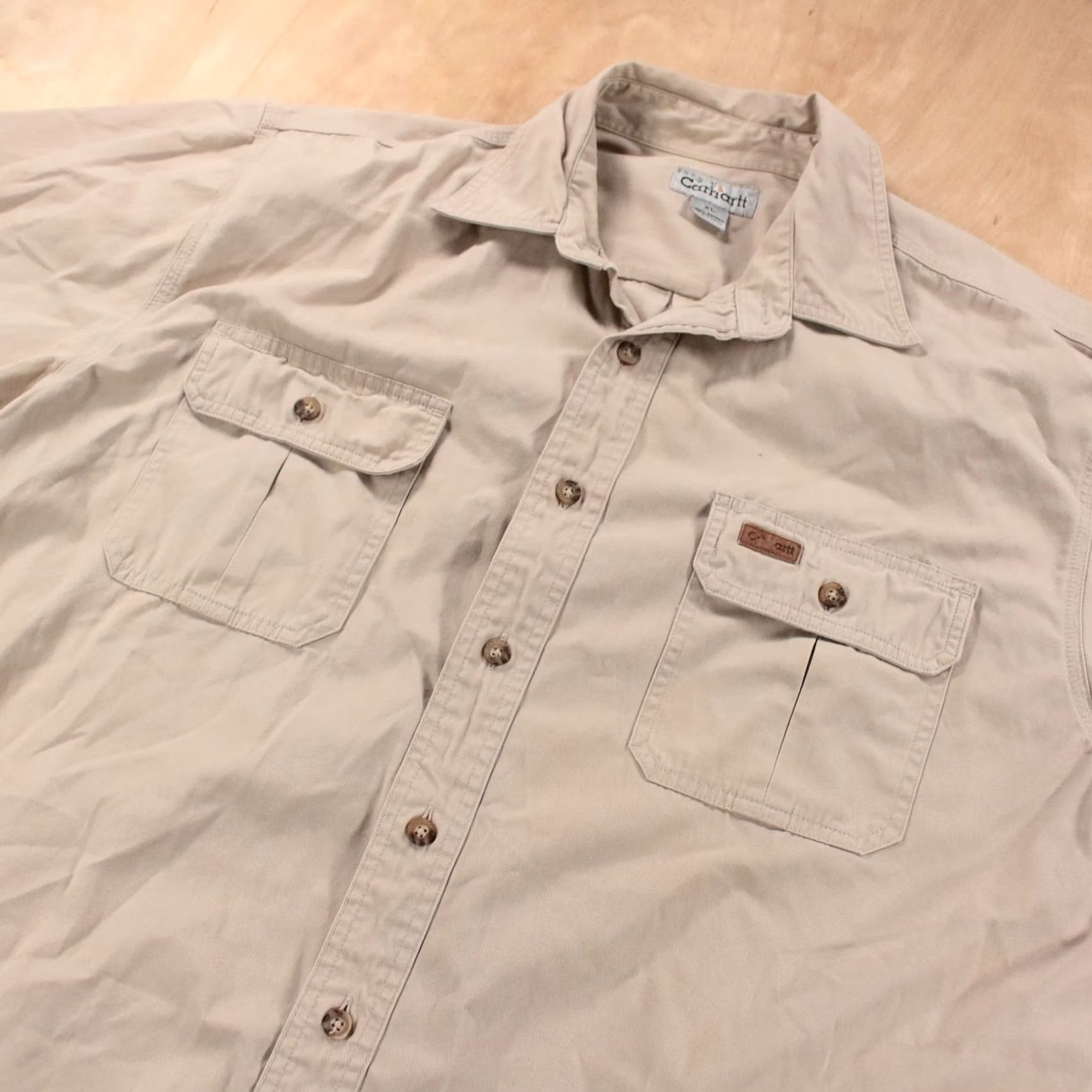 Carhartt CARHARTT mens short sleeve work shirt XL beige tan Size US XL / EU 56 / 4 - 2 Thumbnail