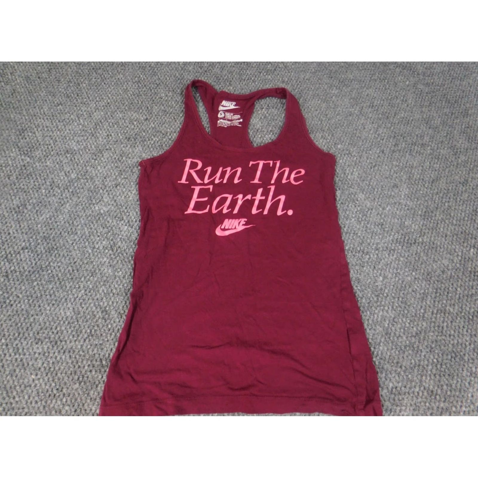 Nike Nike Womens Shirt Tank S Burgundy Logo Running Casual Cup Denim Open 100% Cotton Regular Womens Nike Tank S Red Logo Running Casual Shirt Size S / US 4 / IT 40 - 2 Thumbnail