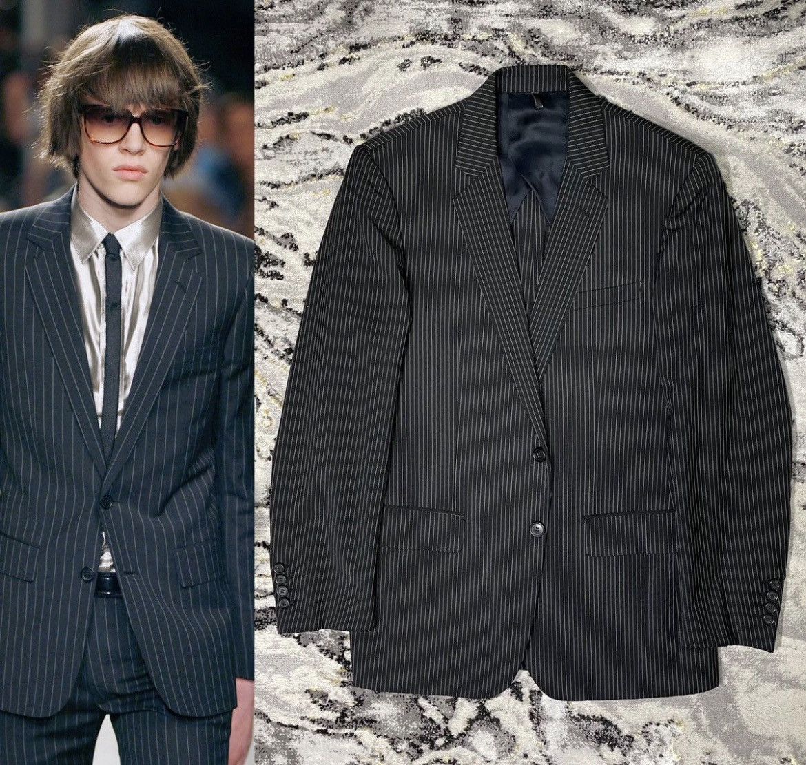ジャケット・アウター Dior Homme stripe jacket by hedi slimane Dior × Hedi Slimane Dior Homme Pinstripe Blazer | Grailed