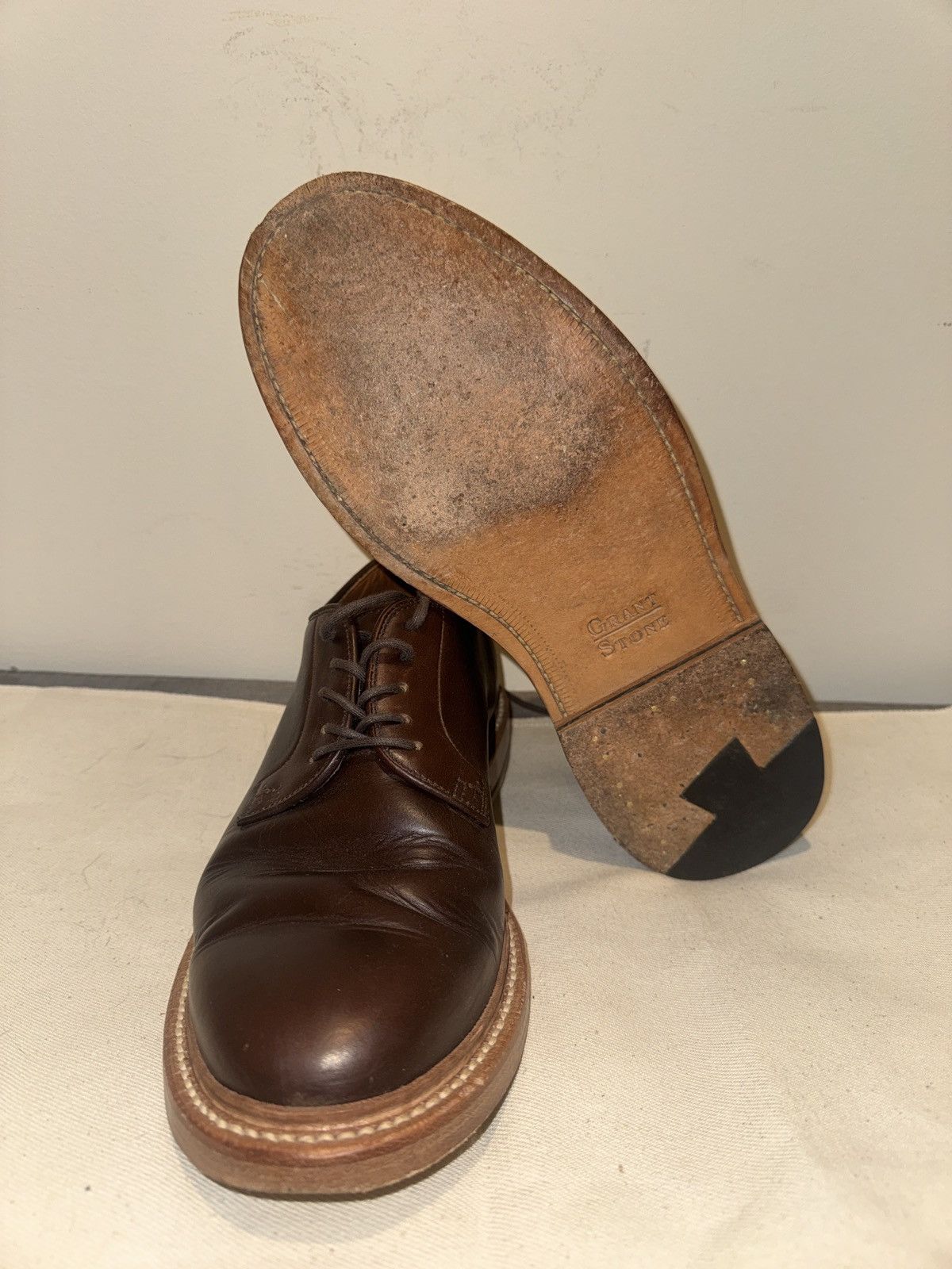 Grant Stone Grant Stone Plain Toe Blucher Horween Crimson CXL 6.5E Size US 6.5 / EU 39-40 - 6 Thumbnail