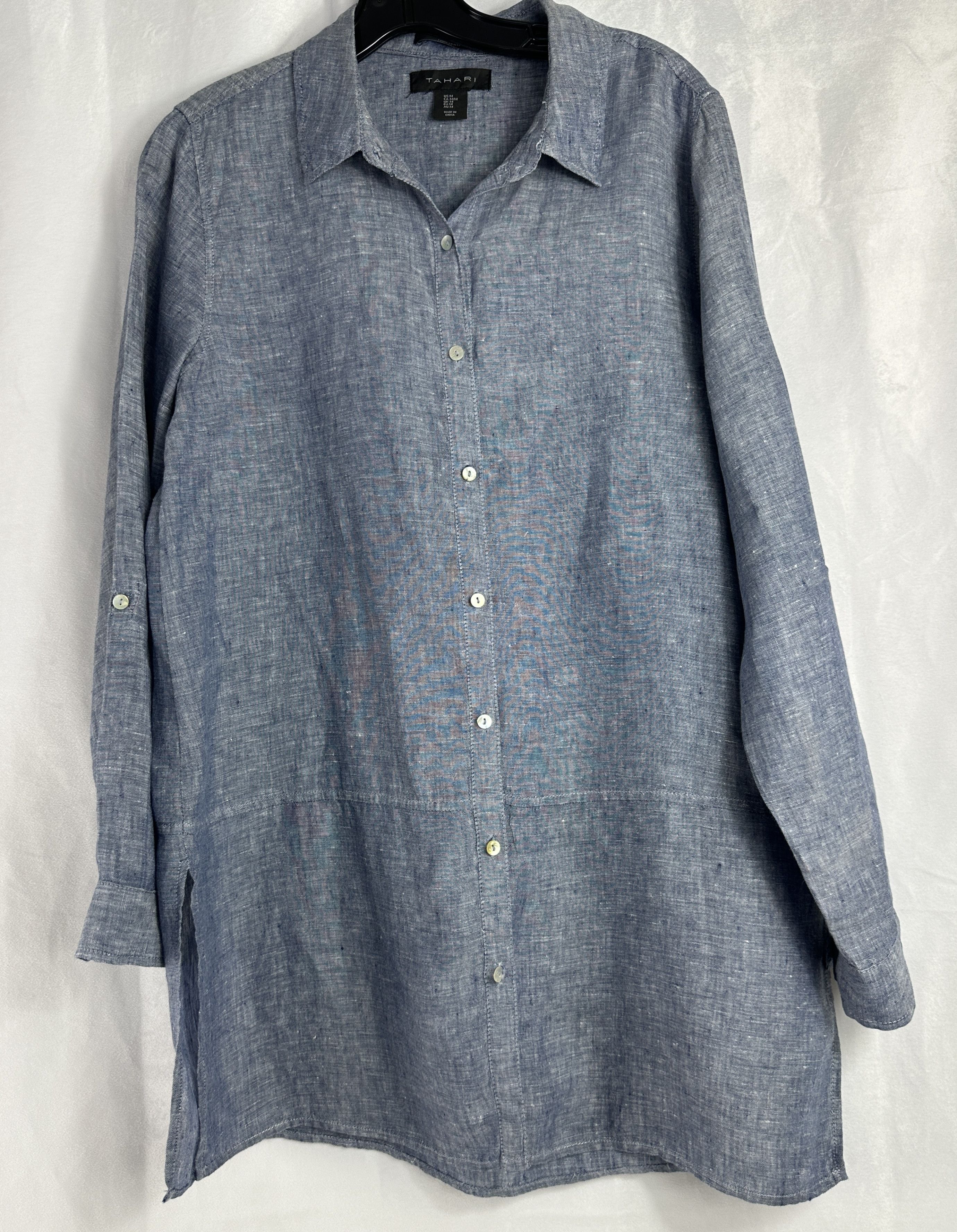 Elie Tahari TAHARI Linen Long Sleeve Tunic Style Med Size M / US 6-8 / IT 42-44 - 2 Thumbnail