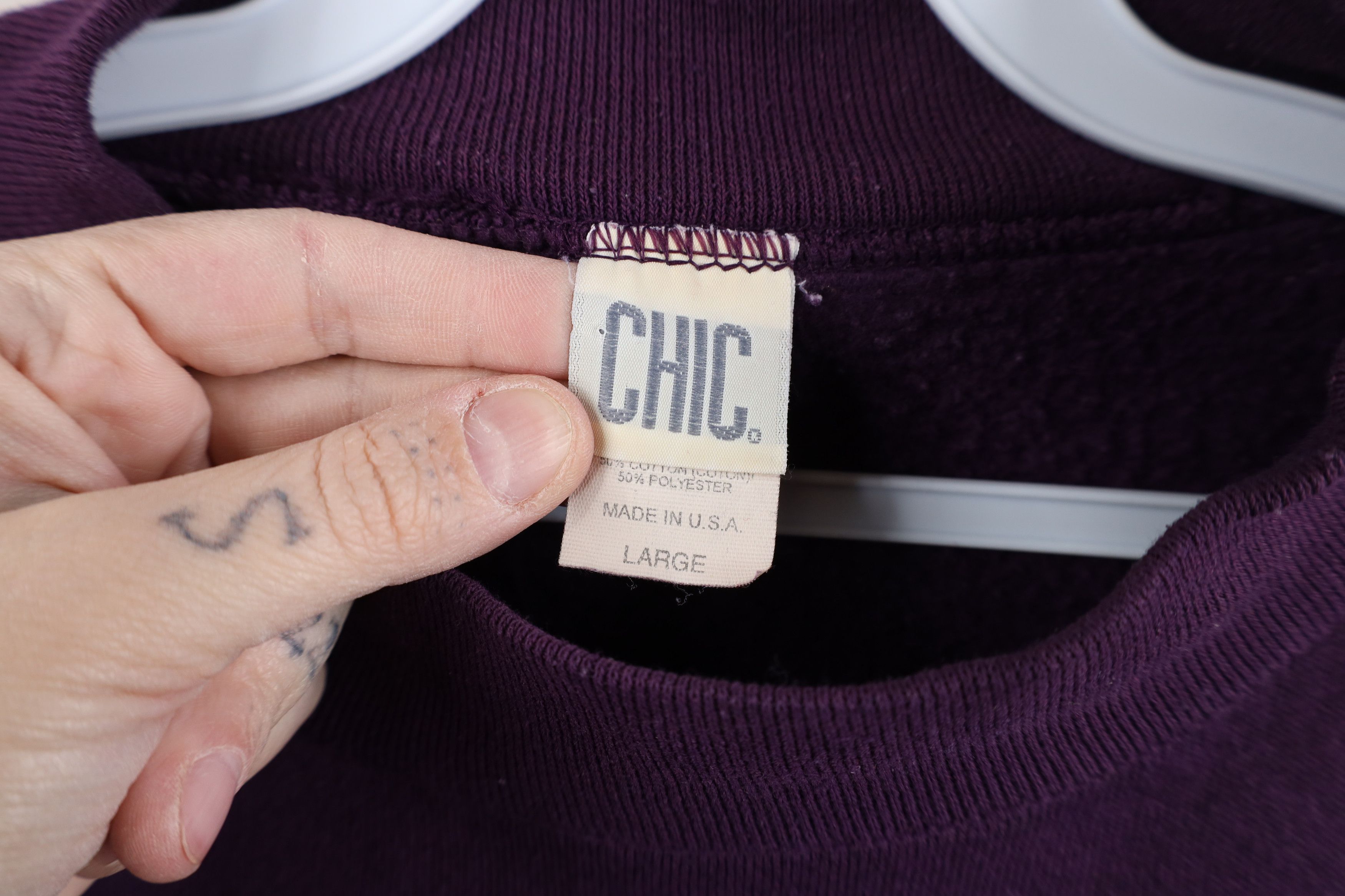 Vintage Vintage 90s Streetwear Blank Mock Neck Sweatshirt Purple USA Size L / US 10 / IT 46 - 4 Thumbnail