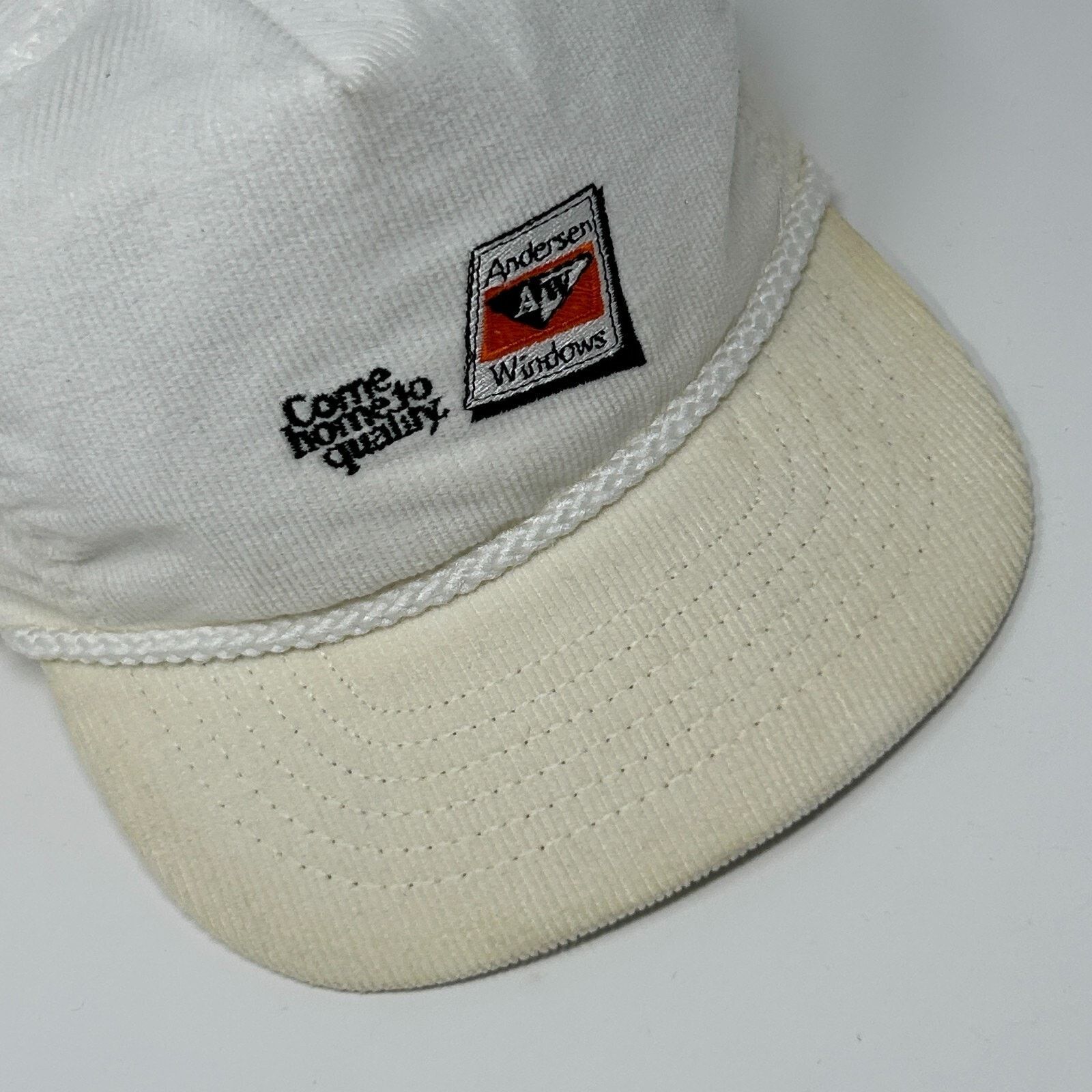 Vintage Vintage 80s Andersen Windows Hat Baseball Cap White Corduroy Size ONE SIZE - 6 Thumbnail