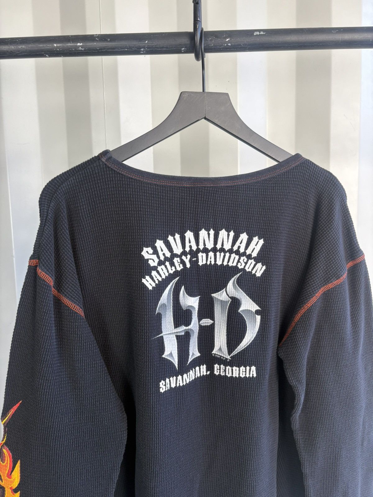 Harley Davidson Thrashed Flame Thermal Distressed Band Erd grunge WCC Faded Size US XL / EU 56 / 4 - 4 Thumbnail