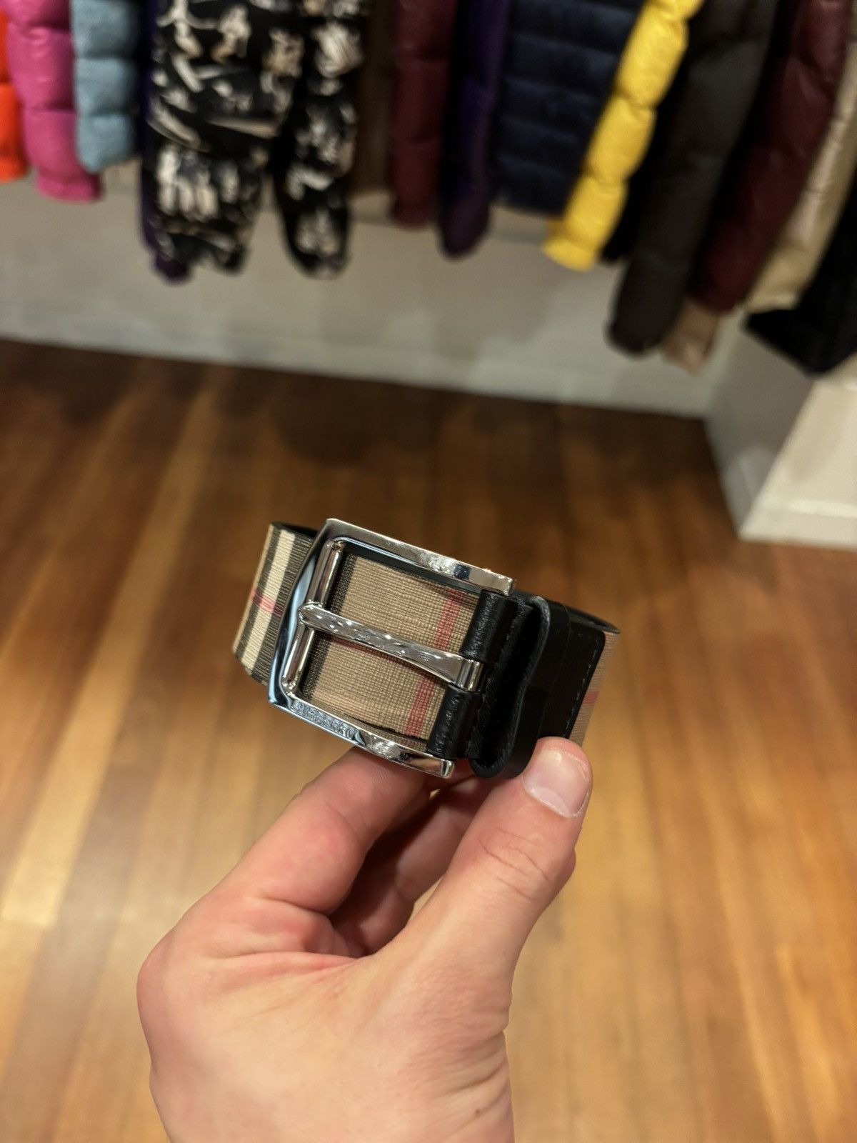 Pre-owned Burberry Plad Belt Traditional Buckle In Tan