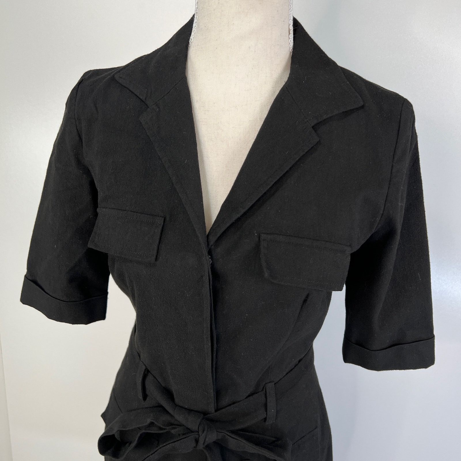 Other Amy Matto Belted Shirt Dress Black Mini Goth Size XS / US 0-2 / IT 36-38 - 2 Thumbnail