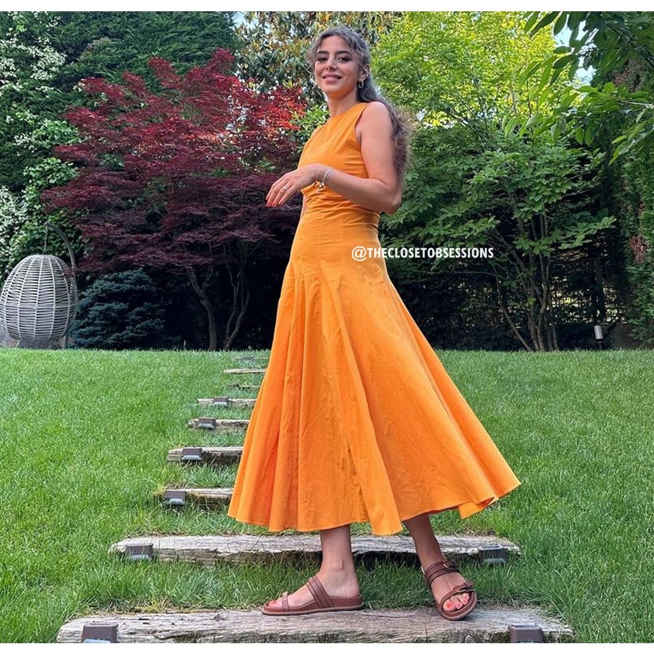 Zara ZARA Orange A-Line Midi Dress NWT Size M / US 6-8 / IT 42-44 - 22 Thumbnail