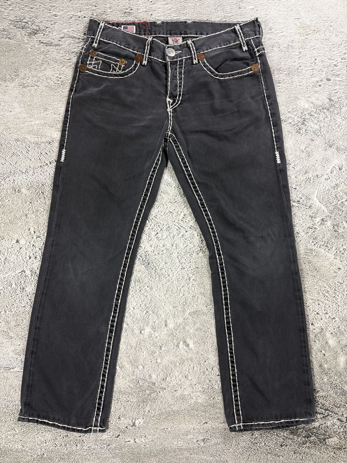 True Religion True Religion black jeans white thick stitching Y2K Logan Size US 36 / EU 52 - 7 Thumbnail