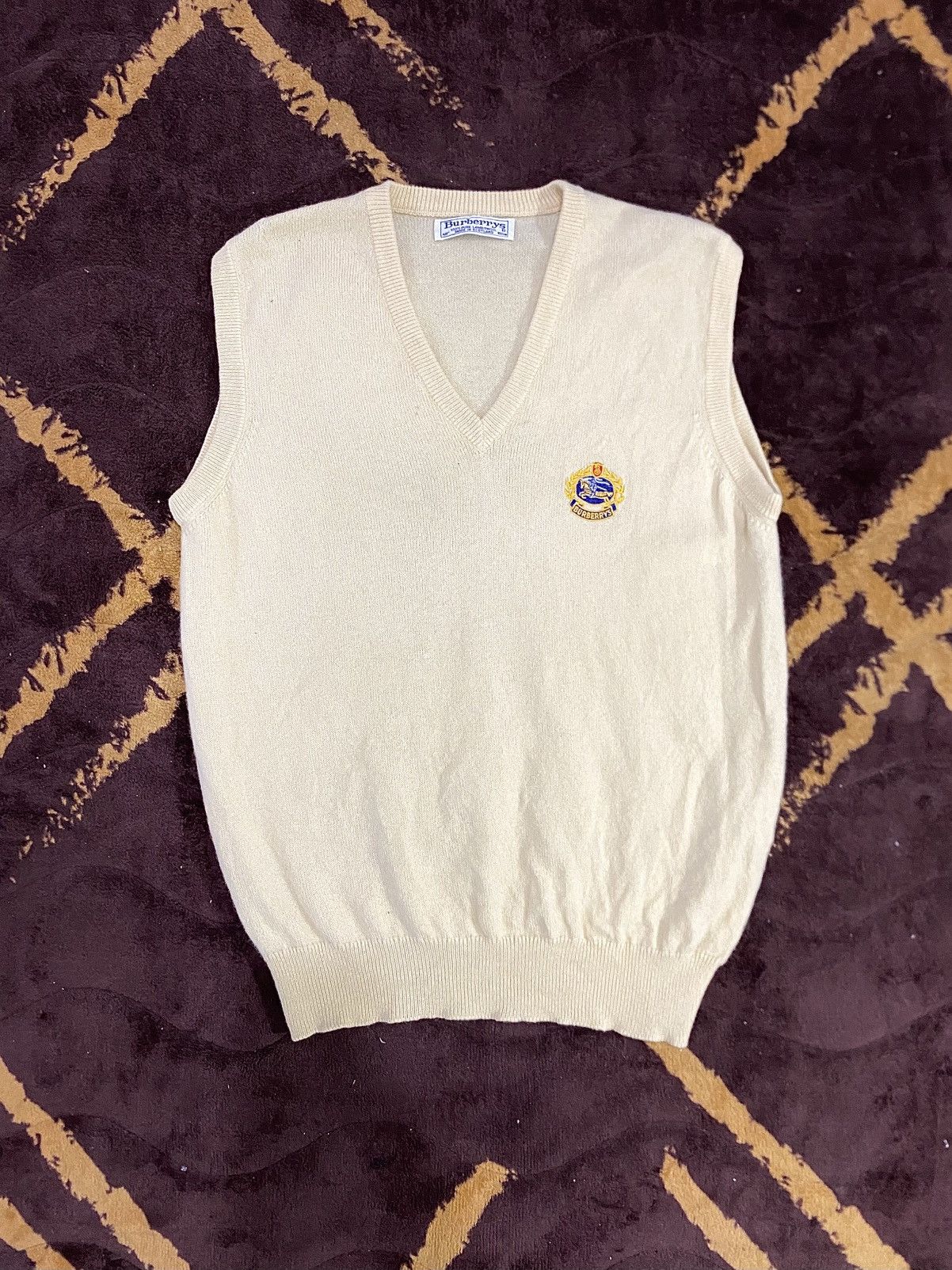 Burberry Burberry Knit Vest Pure Lambswool Logo Yellow Size US M / EU 48-50 / 2 - 1 Thumbnail