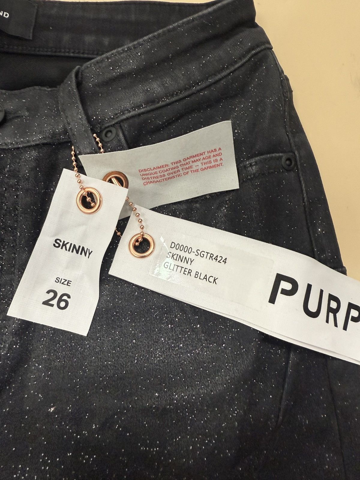 Other Purple Brand Glitter Black Jeans Size 26" / US 2 / IT 38 - 2 Thumbnail