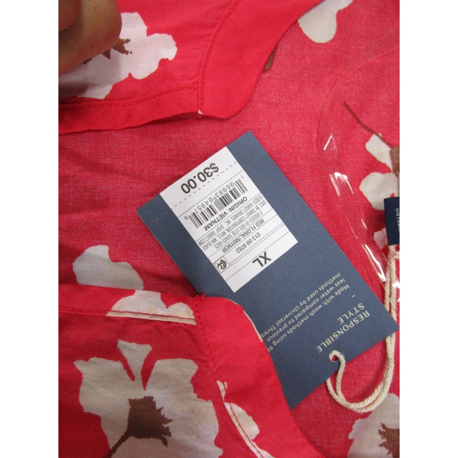 Vintage Universal Thread Shirt Dress Womens XL Red Floral V-Neck Pullover Midi Size XL / US 12-14 / IT 48-50 - 2 Thumbnail