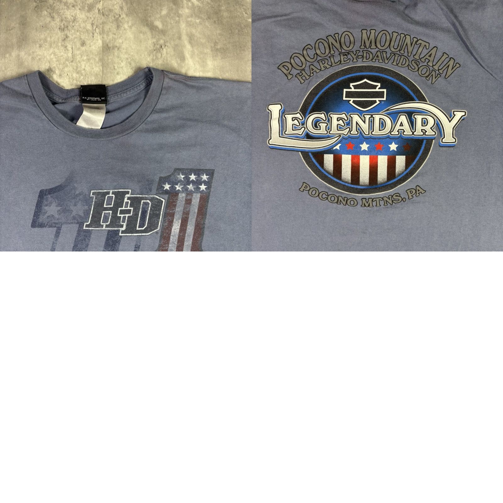 Harley Davidson VINTAGE Harley-Davidson T Shirt Double Sided Biker Graphic 2XL Blue Men Regular Short SleeveCrew Neck Cotton Size US XXL / EU 58 / 5 - 8 Thumbnail
