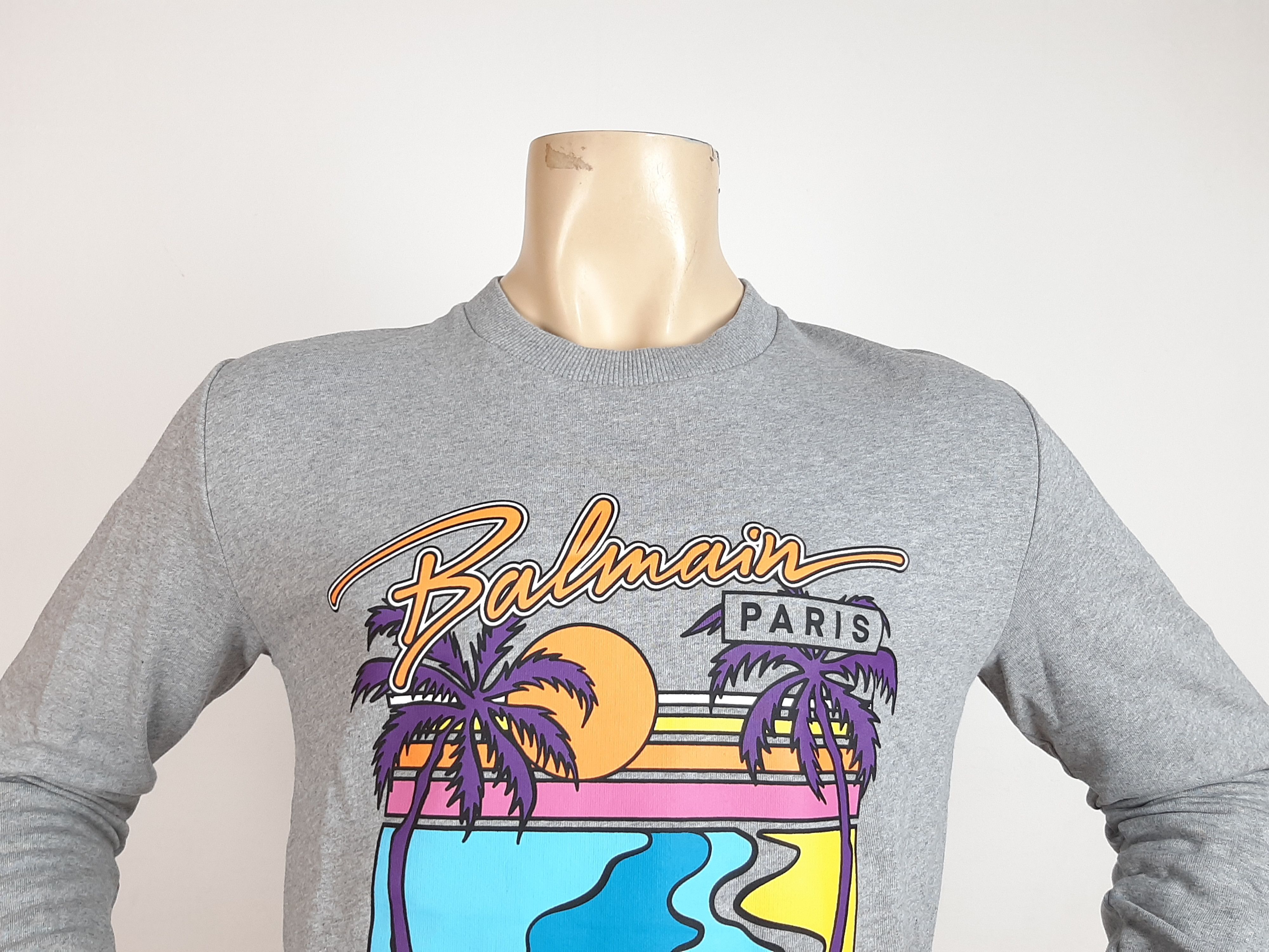 Balmain Balmain Beach Sweatshirt Gray Men's Size S Palm Trees Size US S / EU 44-46 / 1 - 5 Thumbnail