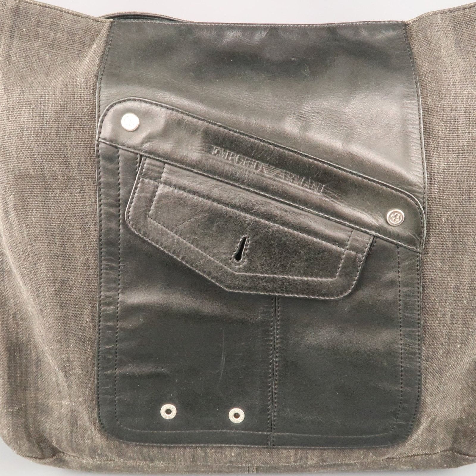 Emporio Armani EMPORIO ARMANI Charcoal Leather Patch Oversized Tote Bag Size ONE SIZE - 3 Thumbnail