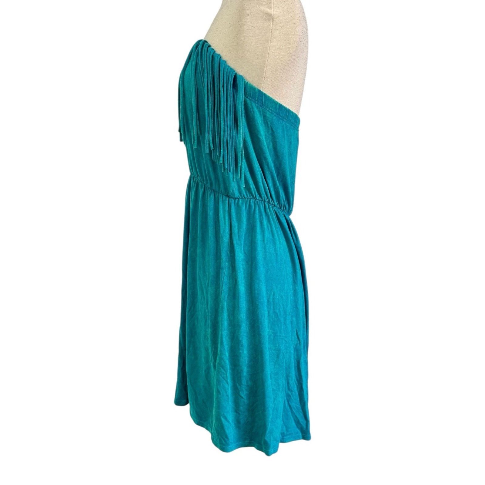 Other VTG T PARTY 90s Y2K Turquoise Fringe Mini Strapless Dress Size L / US 10 / IT 46 - 7 Thumbnail