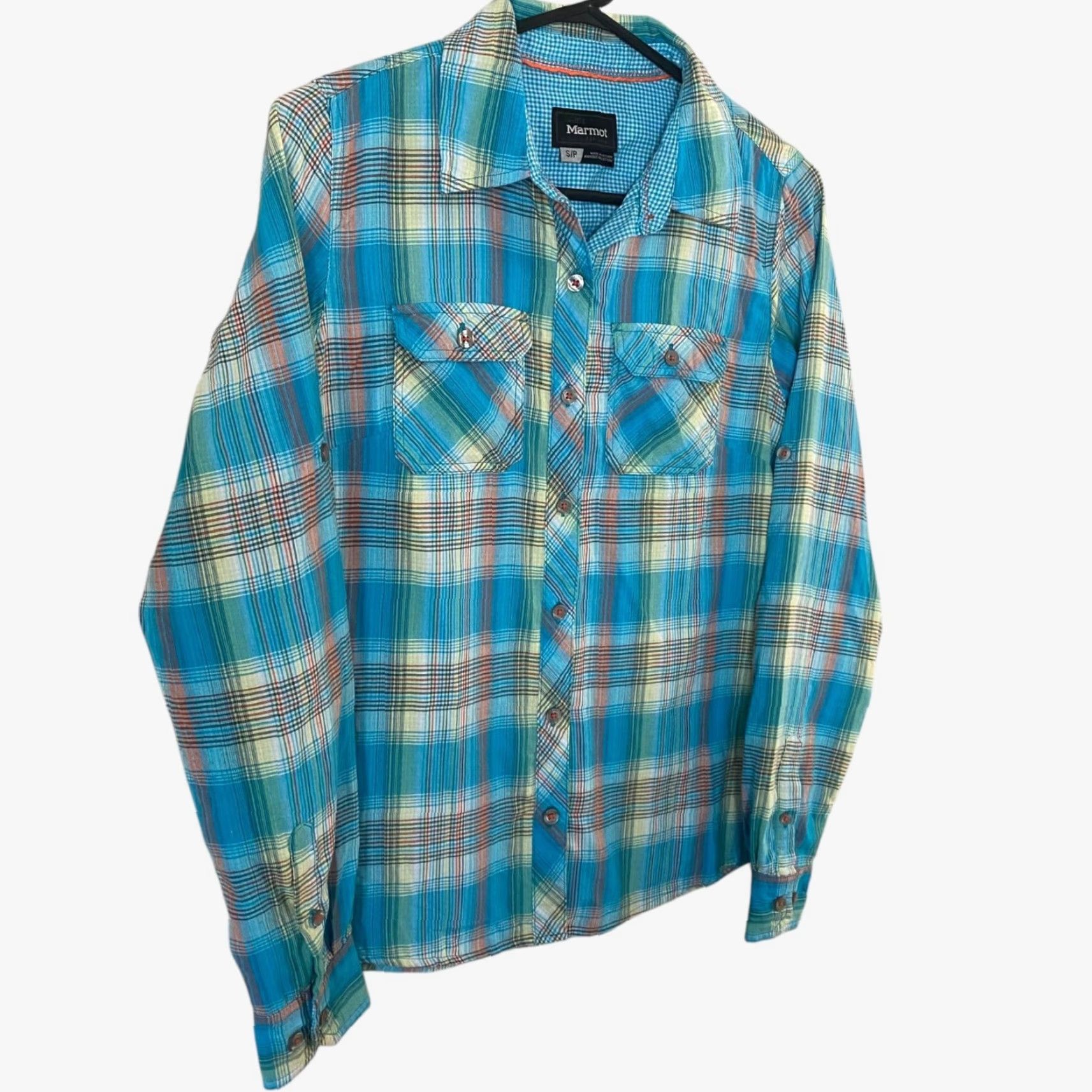 Marmot MARMOT Evelyn Long Sleeve Shirt Women's Petite Small Blue Plaid Hiking Button-Up Size S / US 4 / IT 40 - 3 Thumbnail