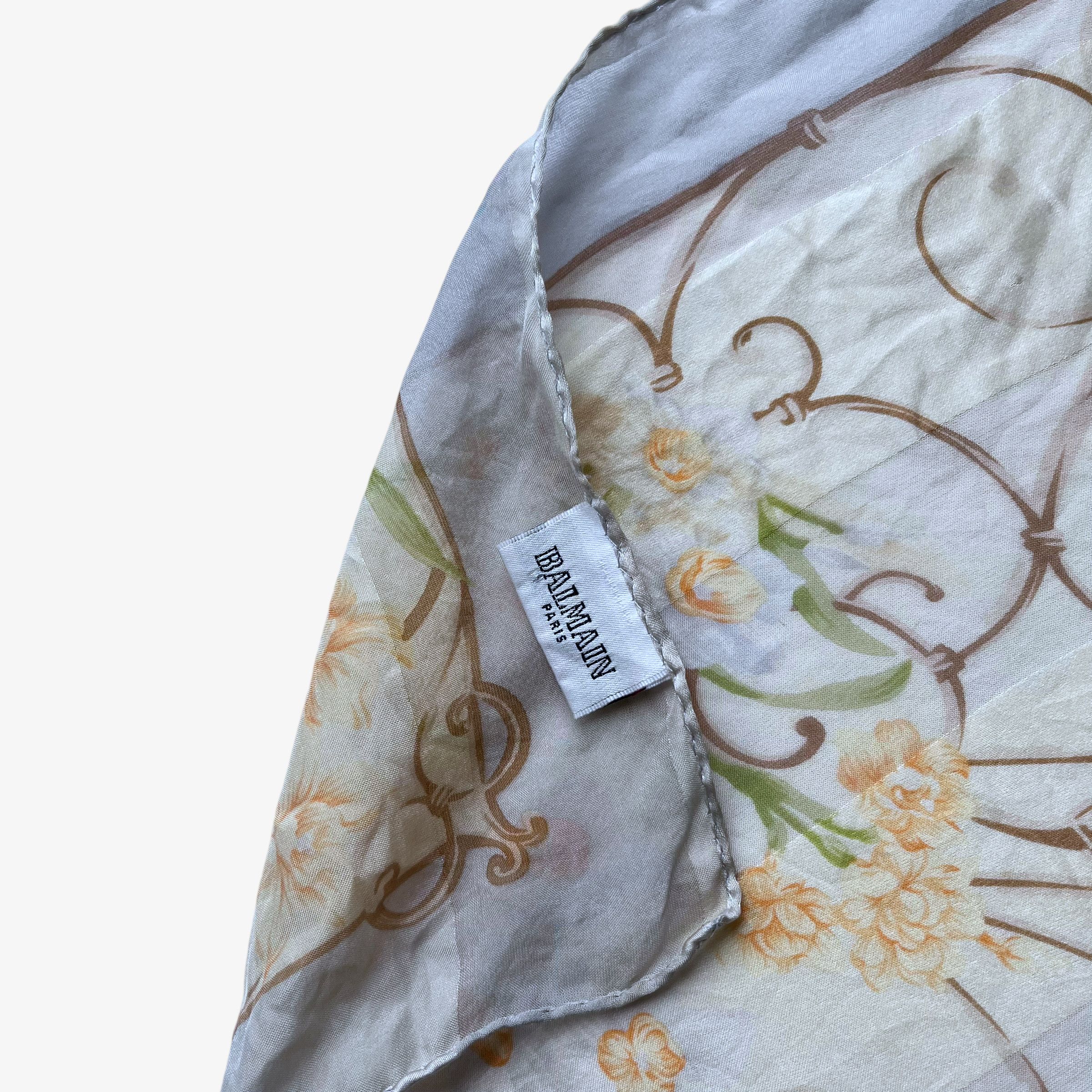 Balmain Vintage 90s Pierre Balmain Abstract Floral Print Silk Scarf Size ONE SIZE - 2 Thumbnail