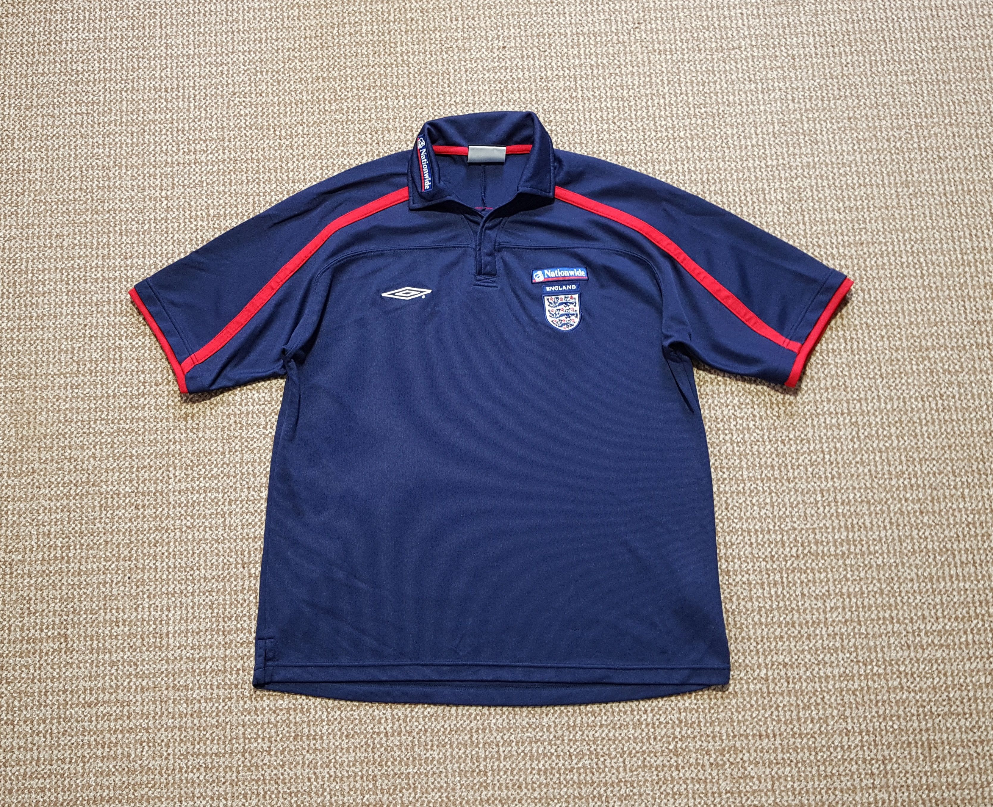 Umbro Vintage ENGLAND UMBRO Training Shirt 90s Navy Red Jersey