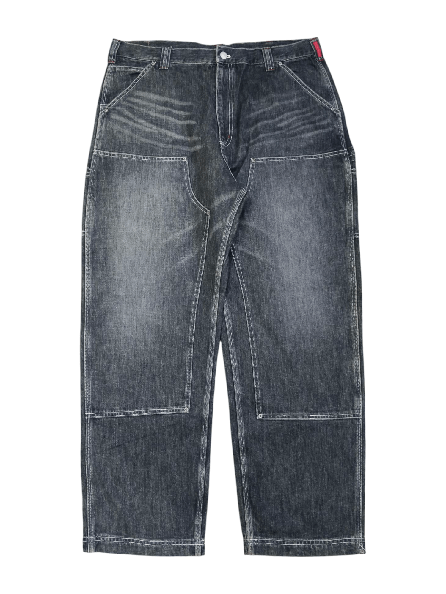Japanese Brand DISTRESSED WIDE PANTS SURPASS DOUBLE KNEE CARPENTER DENIM Size US 37 - 1 Thumbnail