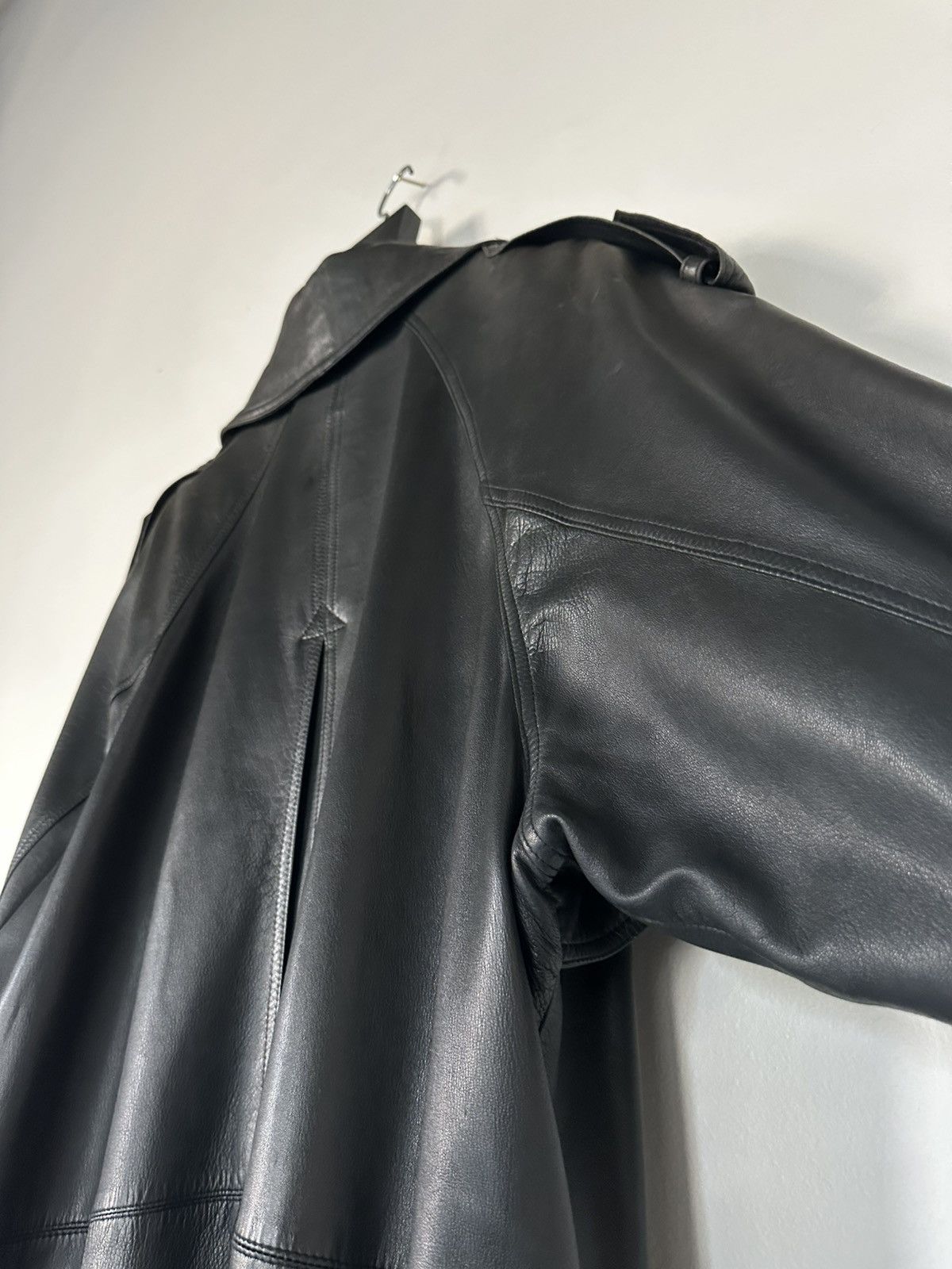 Versace Gianni Versace 80s Black Leather Trench Coat Size US XL / EU 56 / 4 - 8 Thumbnail