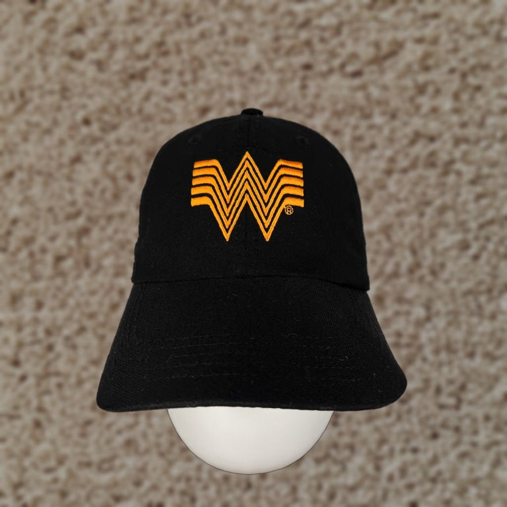 Vintage Whataburger Hat Cap Strap Back Adult One Size Black Polyester Workwear Baseball Cap Unisex Adults Size ONE SIZE - 1 Thumbnail