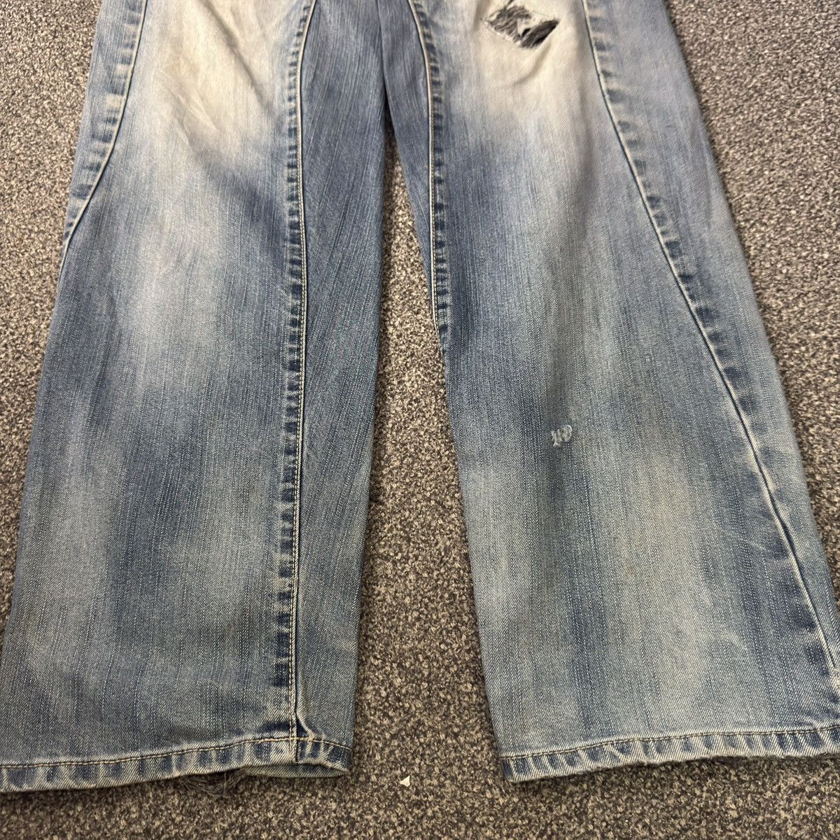 Affliction 🇯🇵 Vintage 90s Edwin Function Twisted Leg Distressed Denim Size US 34 / EU 50 - 5 Thumbnail