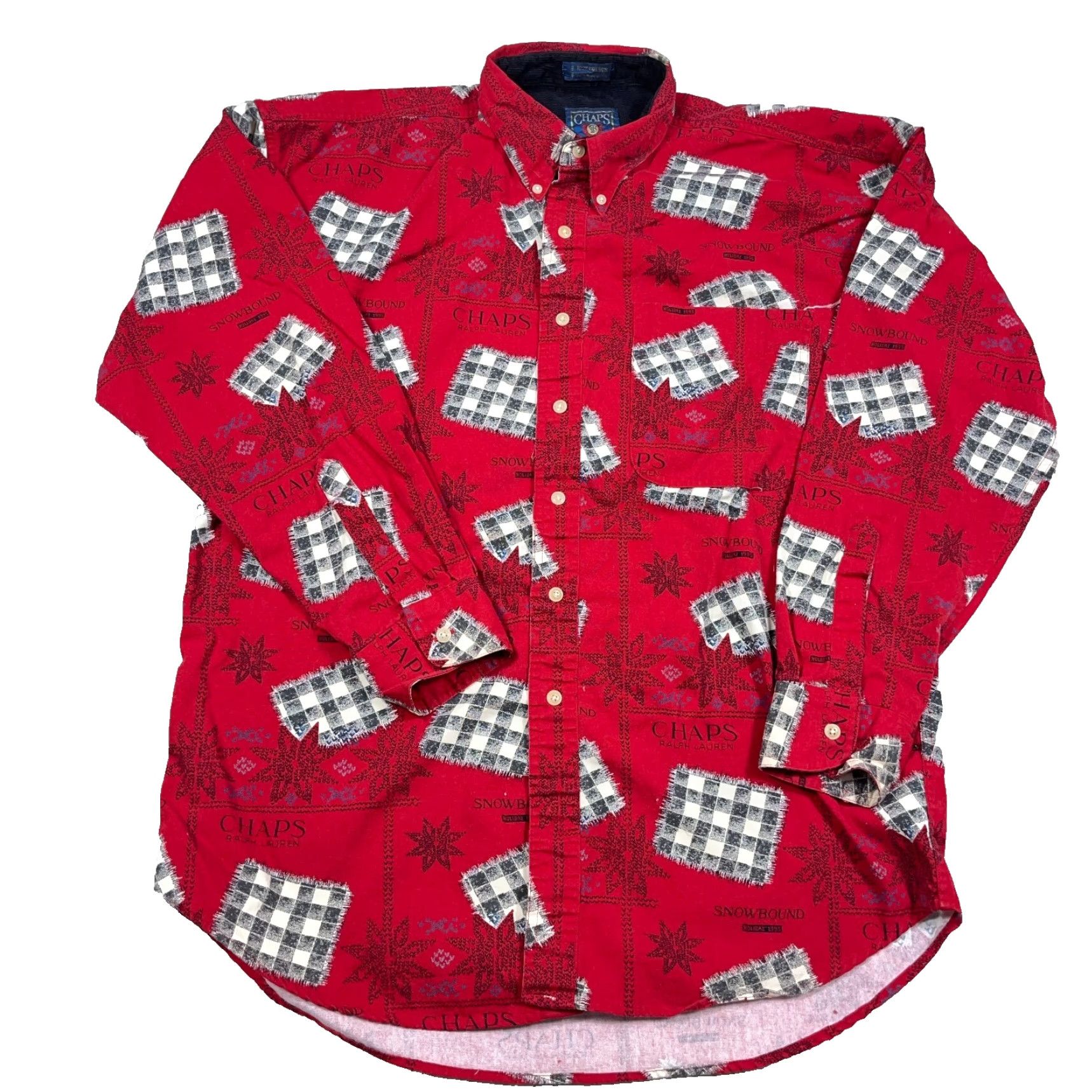 Chaps VINTAGE Chaps Ralph Lauren Shirt Men L Red Button-Up 90s Patchwork Print AOP Geometric Long Sleeve Cowboy Western Modern Preppy Logo Mens Size US L / EU 52-54 / 3 - 2 Thumbnail