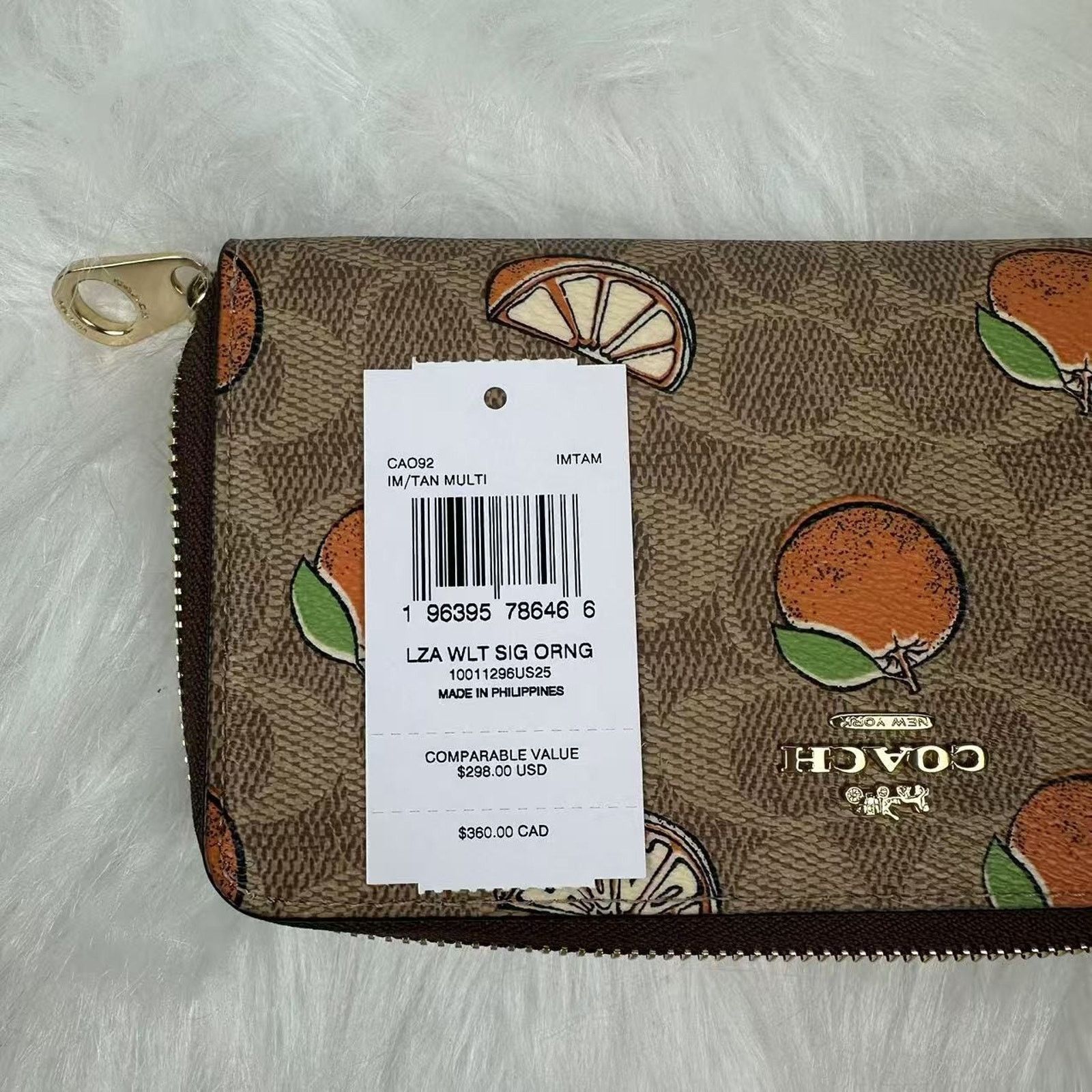 Coach Coach Long Zip Around Wallet SigCanvas Orange Print Wristlet Size ONE SIZE - 4 Thumbnail