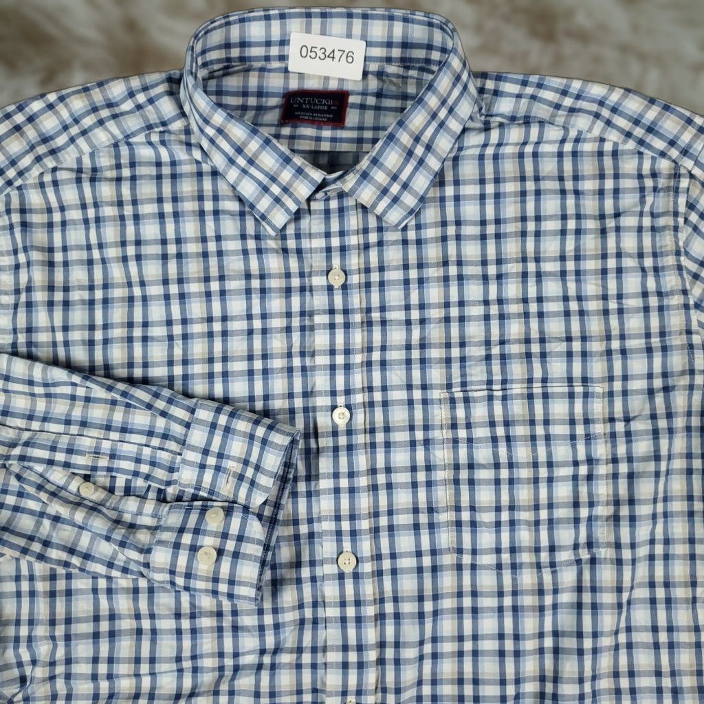 UNTUCKit UNTUCKit Shirt Mens 2XL Blue Plaid Nylon Button-Up Long Sleeve Shirt Size US XXL / EU 58 / 5 - 1 Thumbnail