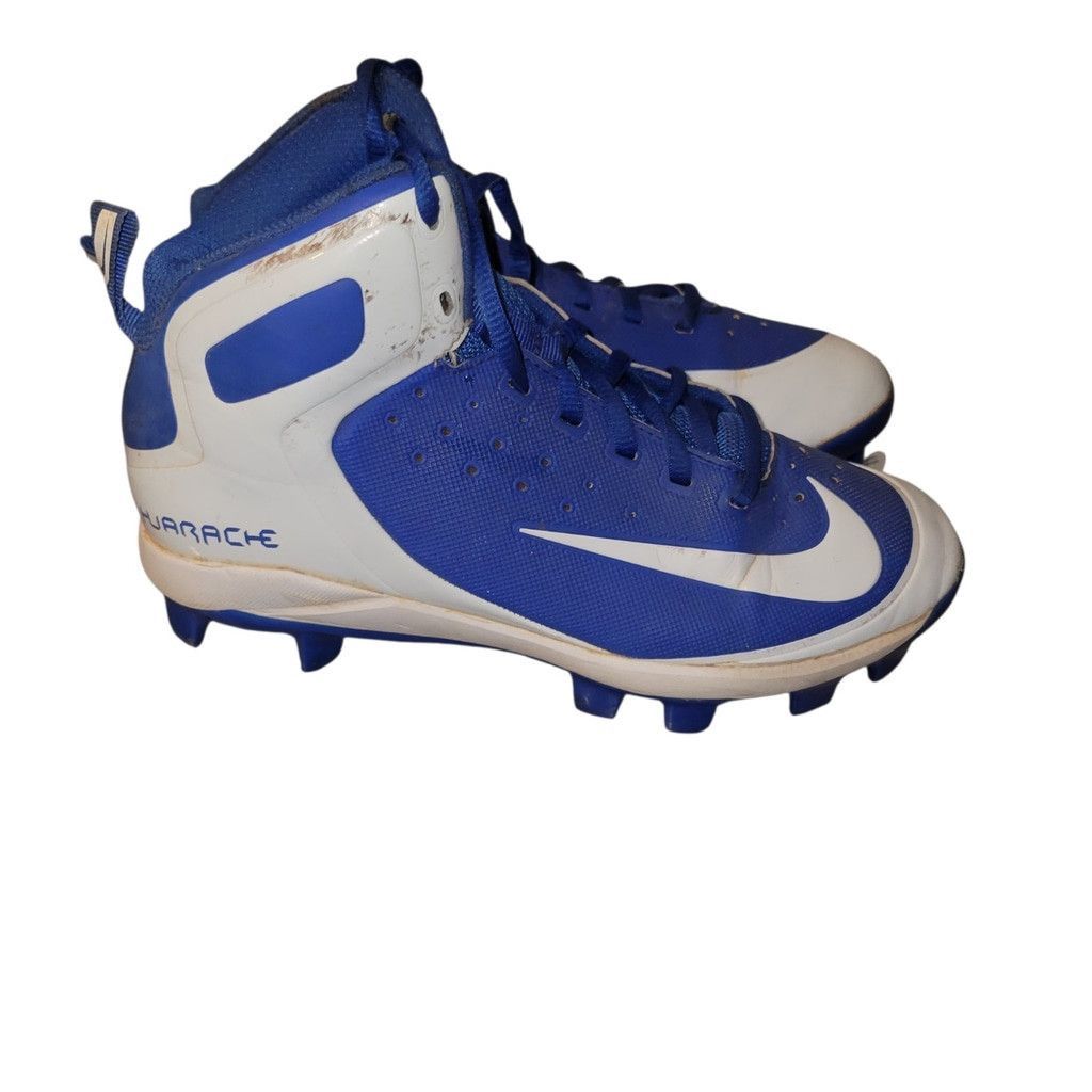 Nike Nike Huaraches Pro Mid White Blue Football Cleats Youth 4.5 Size US 5.5 / EU 38 - 5 Thumbnail