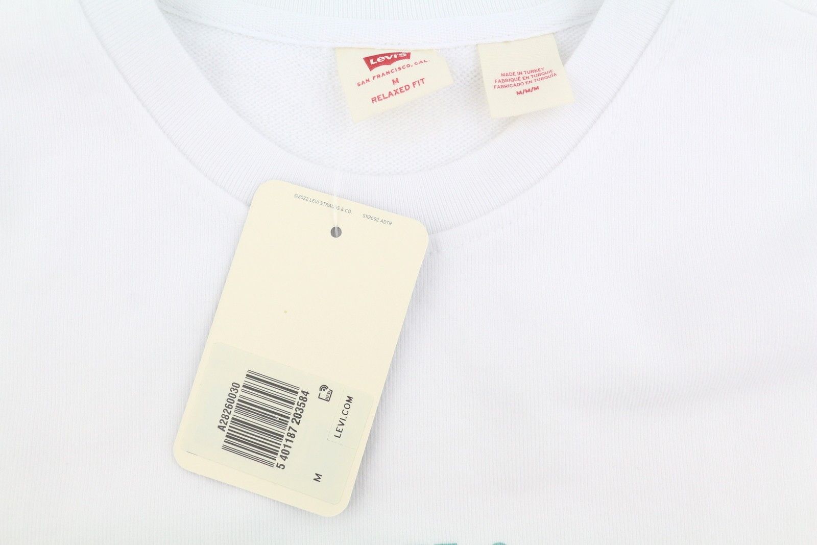 Levi's RELAXED FIT M White Logo Crew Neck Cotton Pullover 87102 Size US M / EU 48-50 / 2 - 6 Thumbnail