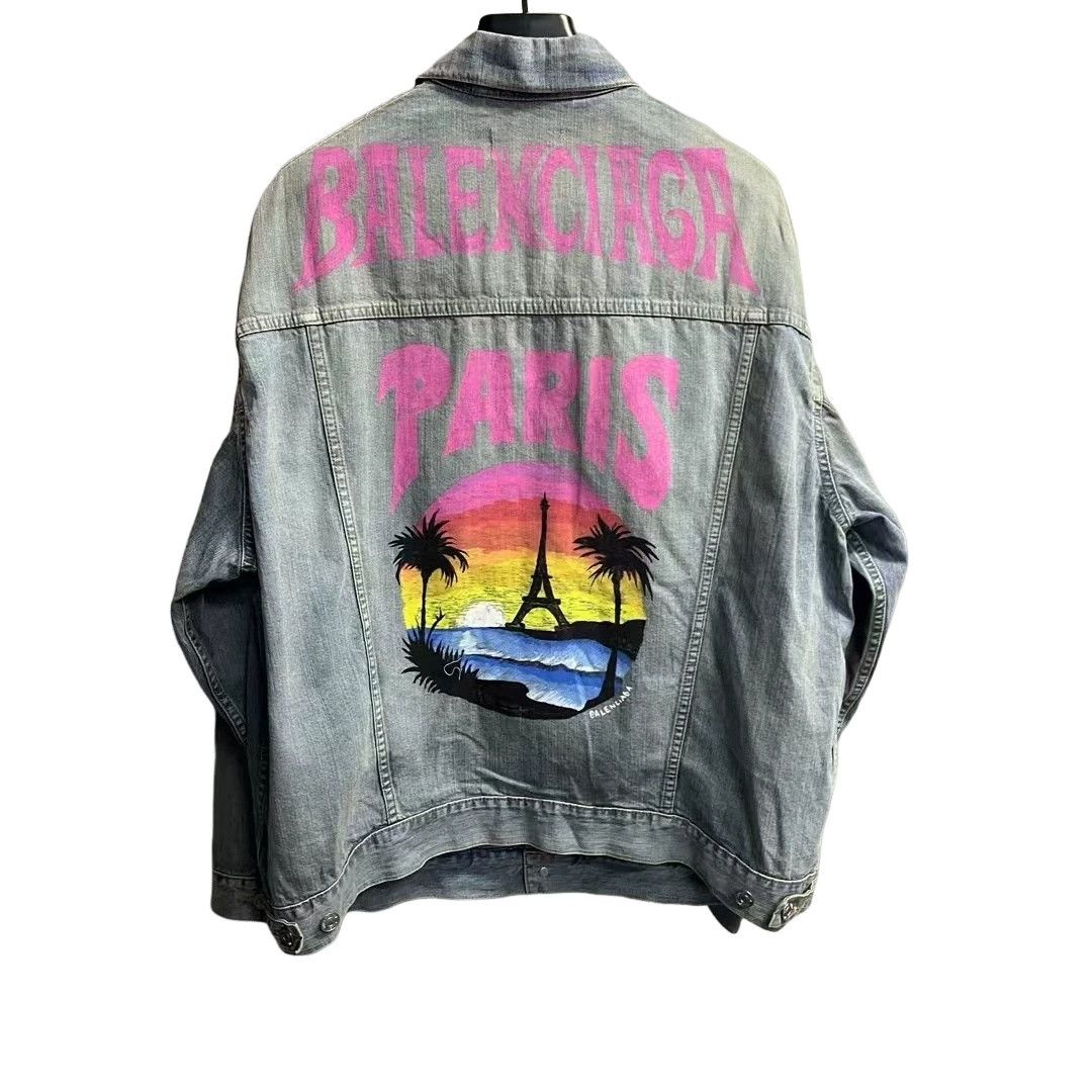 Balenciaga Balenciaga Eiffel Tower Print Denim Jacket XS Size US XS / EU 42 / 0 - 1 Thumbnail