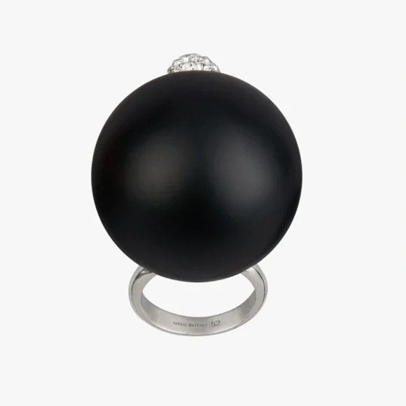 Givenchy Givenchy 4G PEARL RING WITH CRYSTALS - BLACK - NEW WITH TAGS Size ONE SIZE - 4 Thumbnail