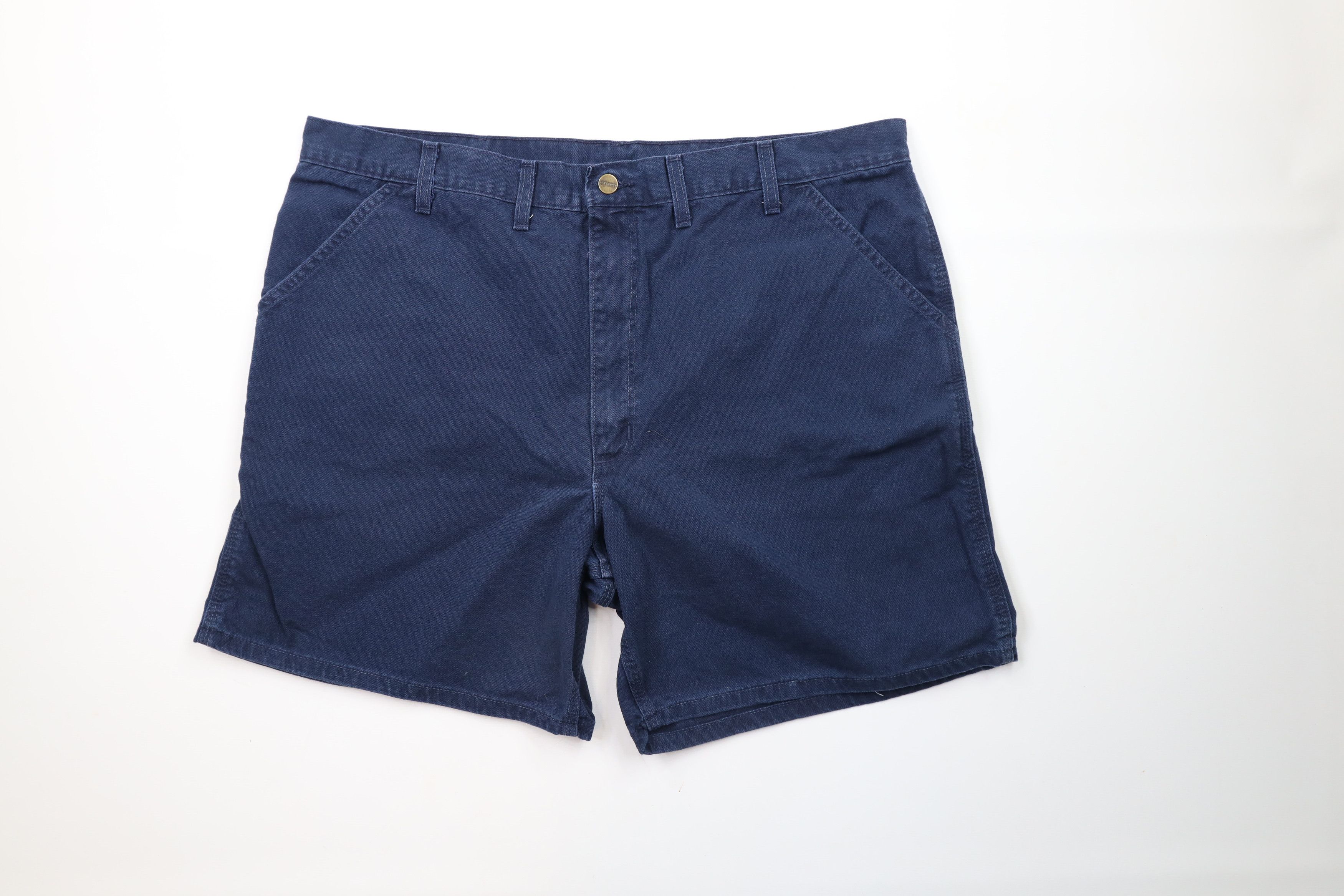 Carhartt × Vintage Vintage 90s Carhartt Above Knee Canvas Shorts Navy Blue USA Size US 44 / EU 60 - 1 Thumbnail