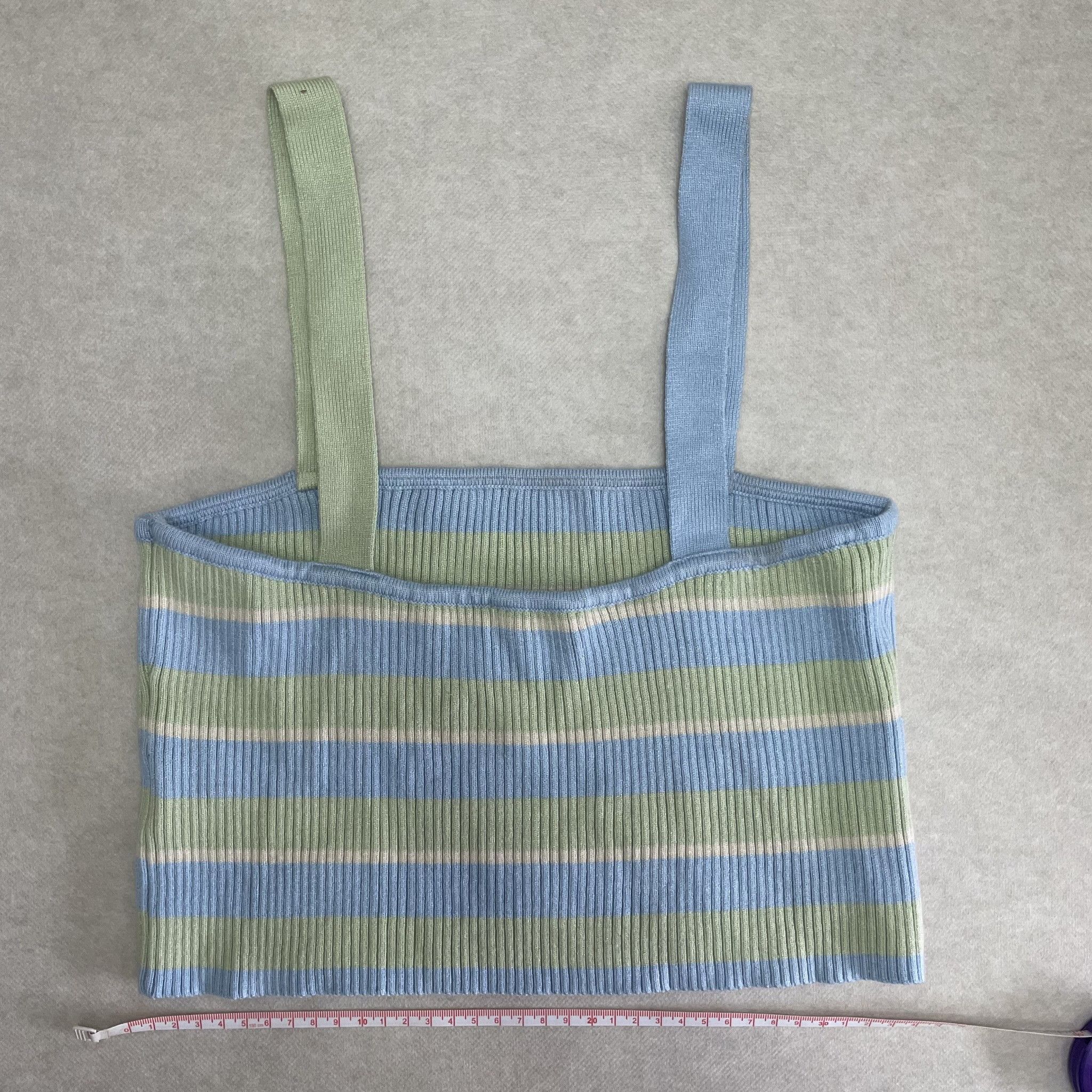 Other Charcoal - Striped Ribbed Knit Crop Tank Top Size S / US 4 / IT 40 - 2 Thumbnail
