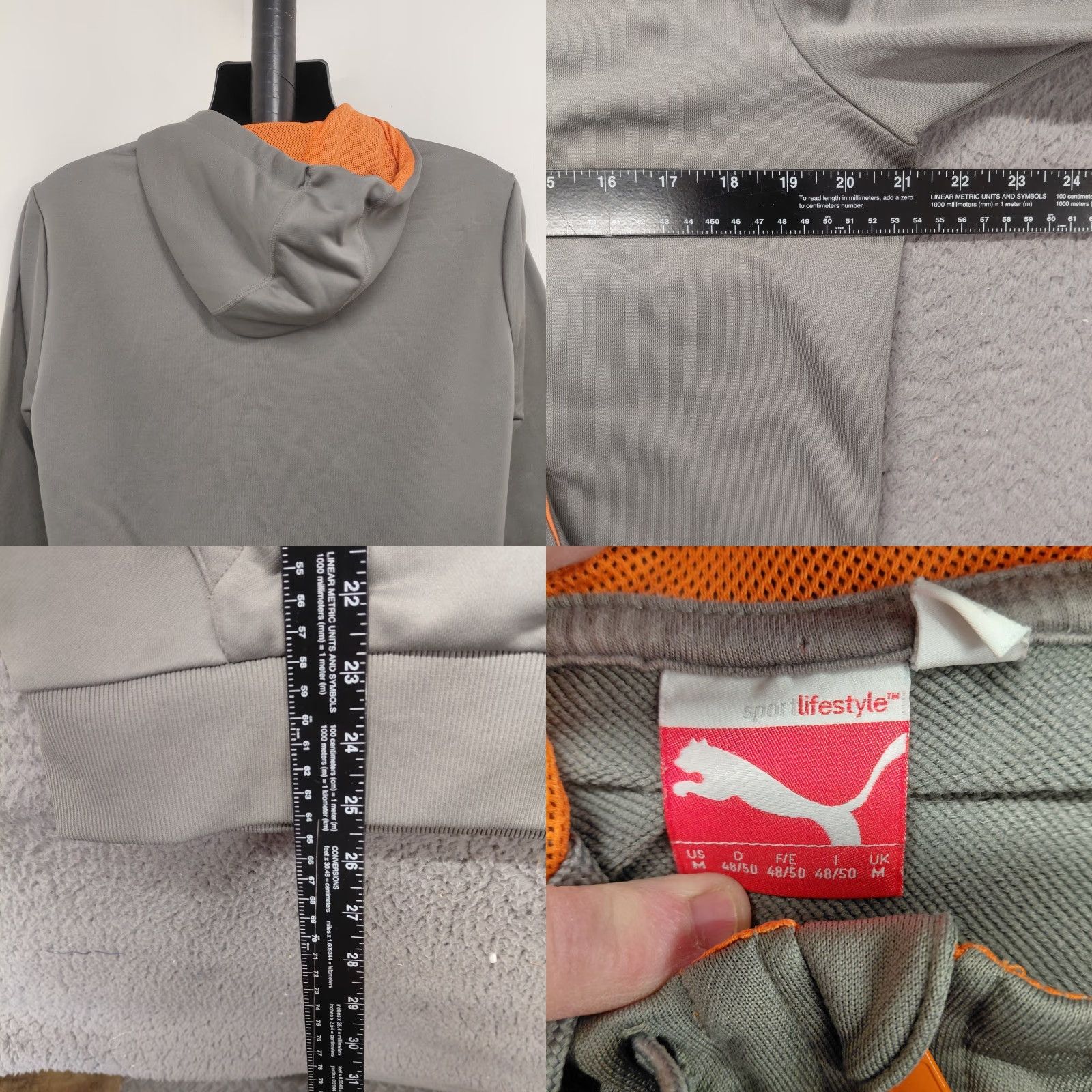 Puma Puma Hoodie Men's M Gray/Orange Trim 1/4 Zip Long Sleeve Pullover Nice Size US M / EU 48-50 / 2 - 8 Thumbnail