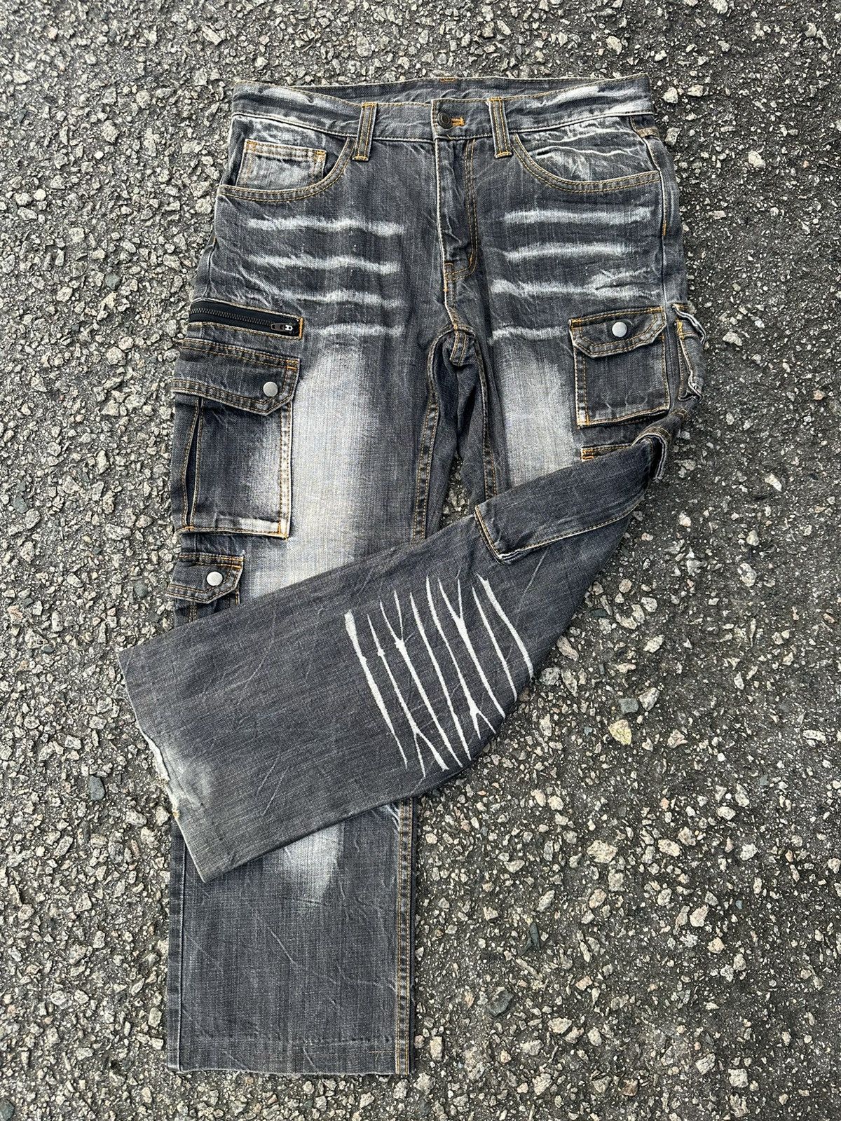 If Six Was Nine DENIM CARGO PANTS VOMANIE FADED VINTAGE Size US 30 / EU 46 - 7 Thumbnail