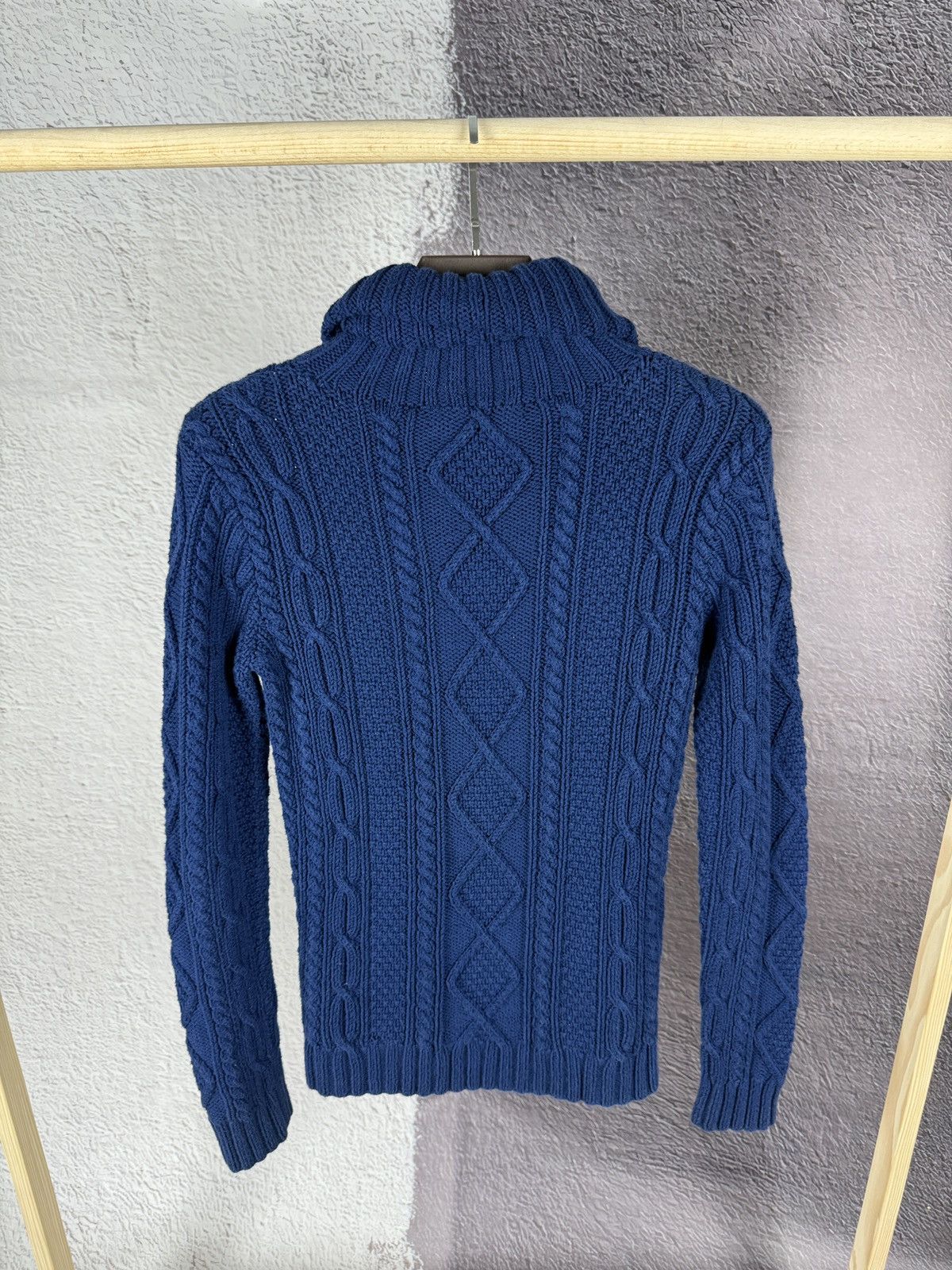 Ralph Lauren × Vintage Ralph Lauren Hand knit blue cable knit turtleneck sweater Size M / US 6-8 / IT 42-44 - 8 Thumbnail