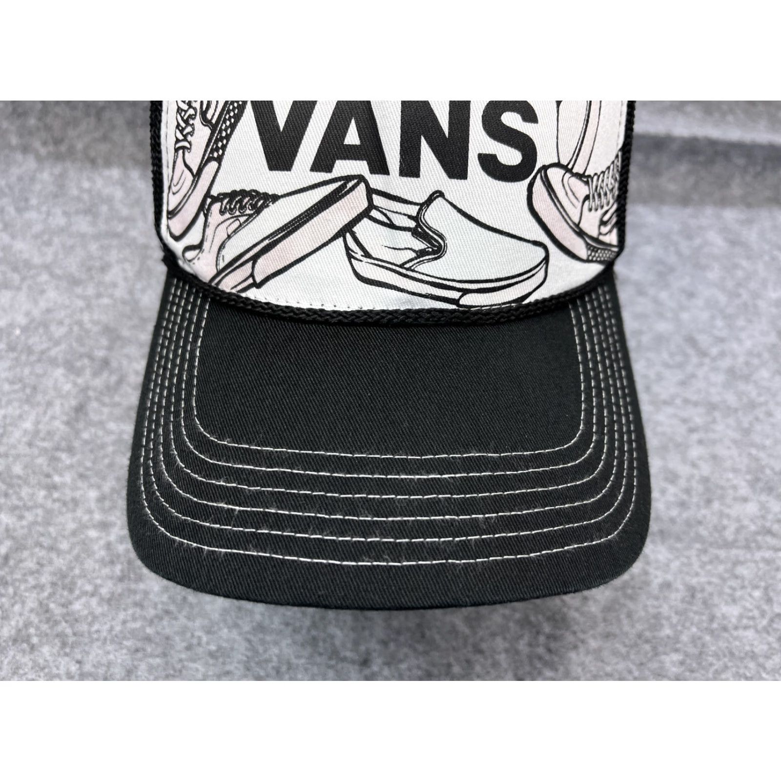 Vintage Vans x Otto Hat Cap Snap Back Adult One Size Black Cotton Polyester Trucker Hat Size ONE SIZE - 3 Thumbnail