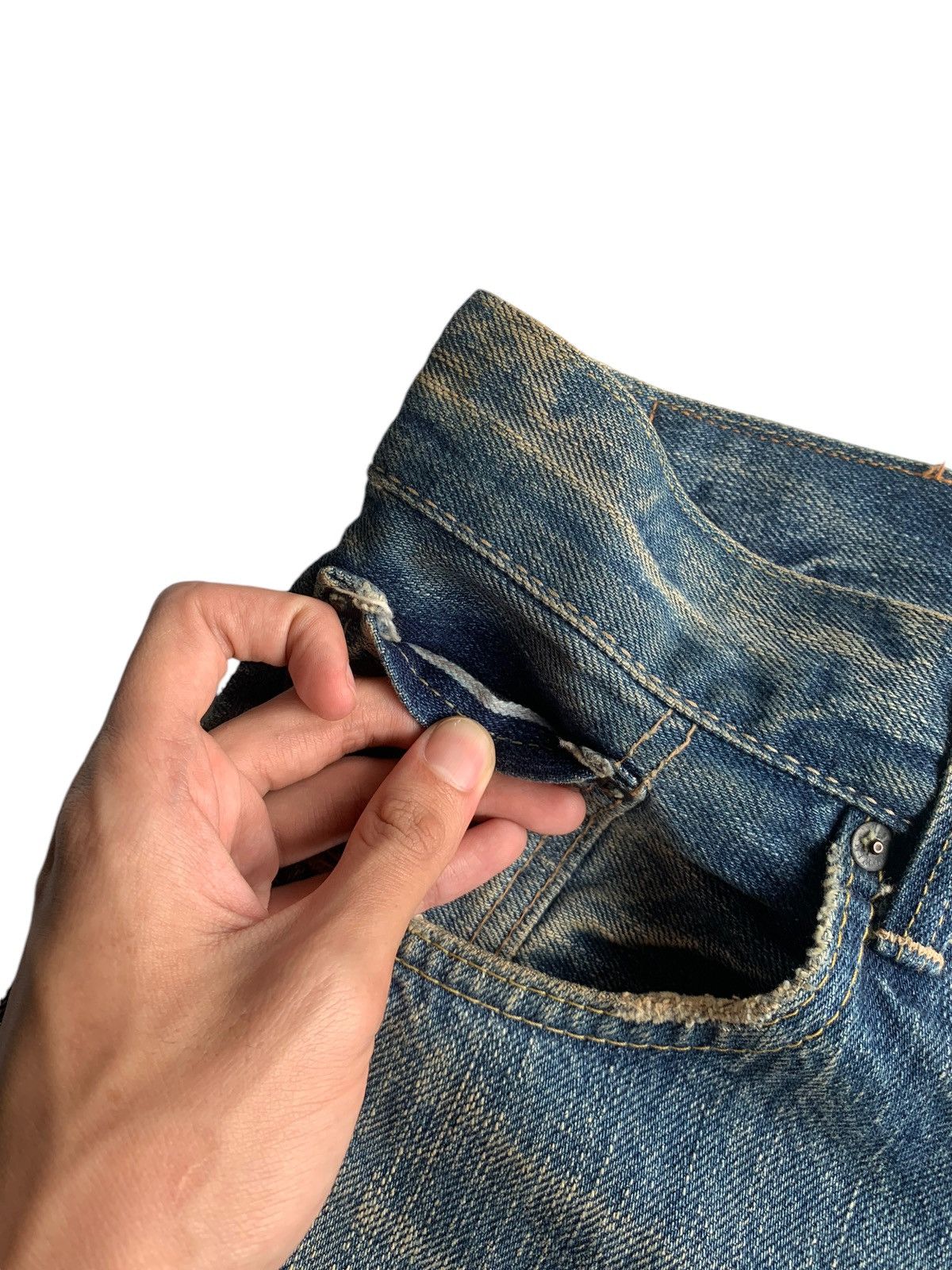 Edwin EDWIN 505Z JAPANESE FADED & RUSTY SELVEDGE DISTRESSED DENIM Size US 34 / EU 50 - 11 Thumbnail