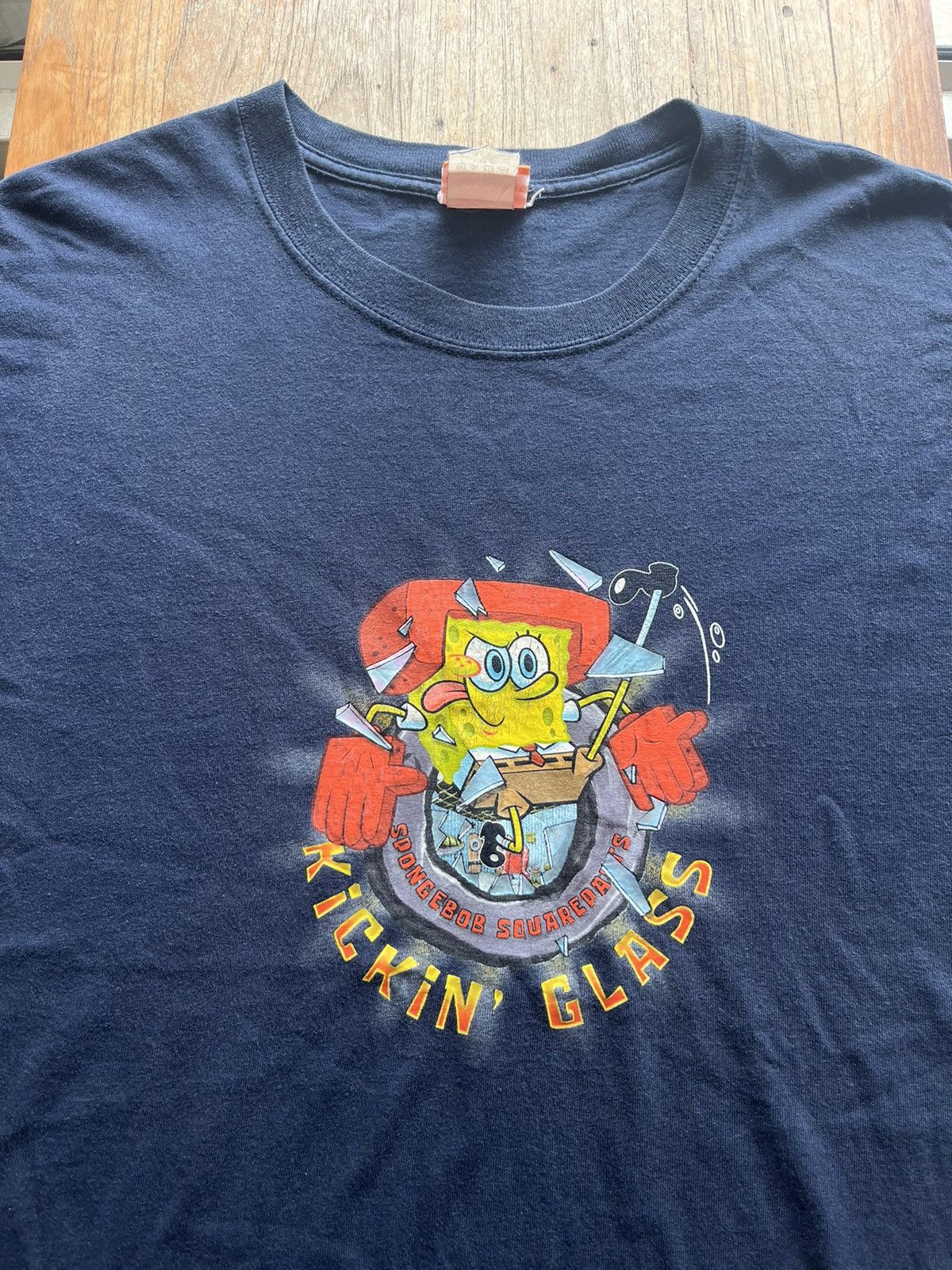 Nickelodeon × Vintage Vintage SpongeBob SquarePants Kickin Glass 2002’s T-shirt Size US XL / EU 56 / 4 - 3 Thumbnail
