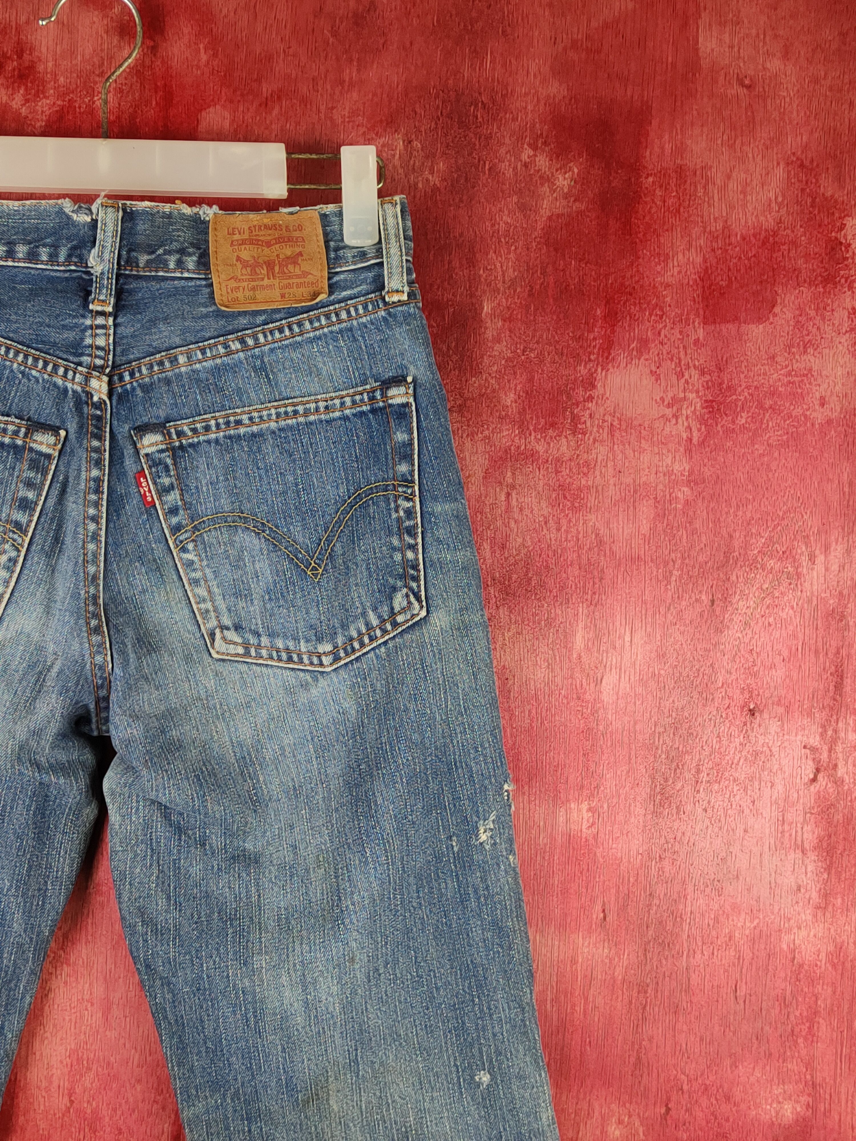 Levi's 502 Levi's vintage faded Blue distressed ripped Denim #S1412 Size US 28 / EU 44 - 13 Thumbnail