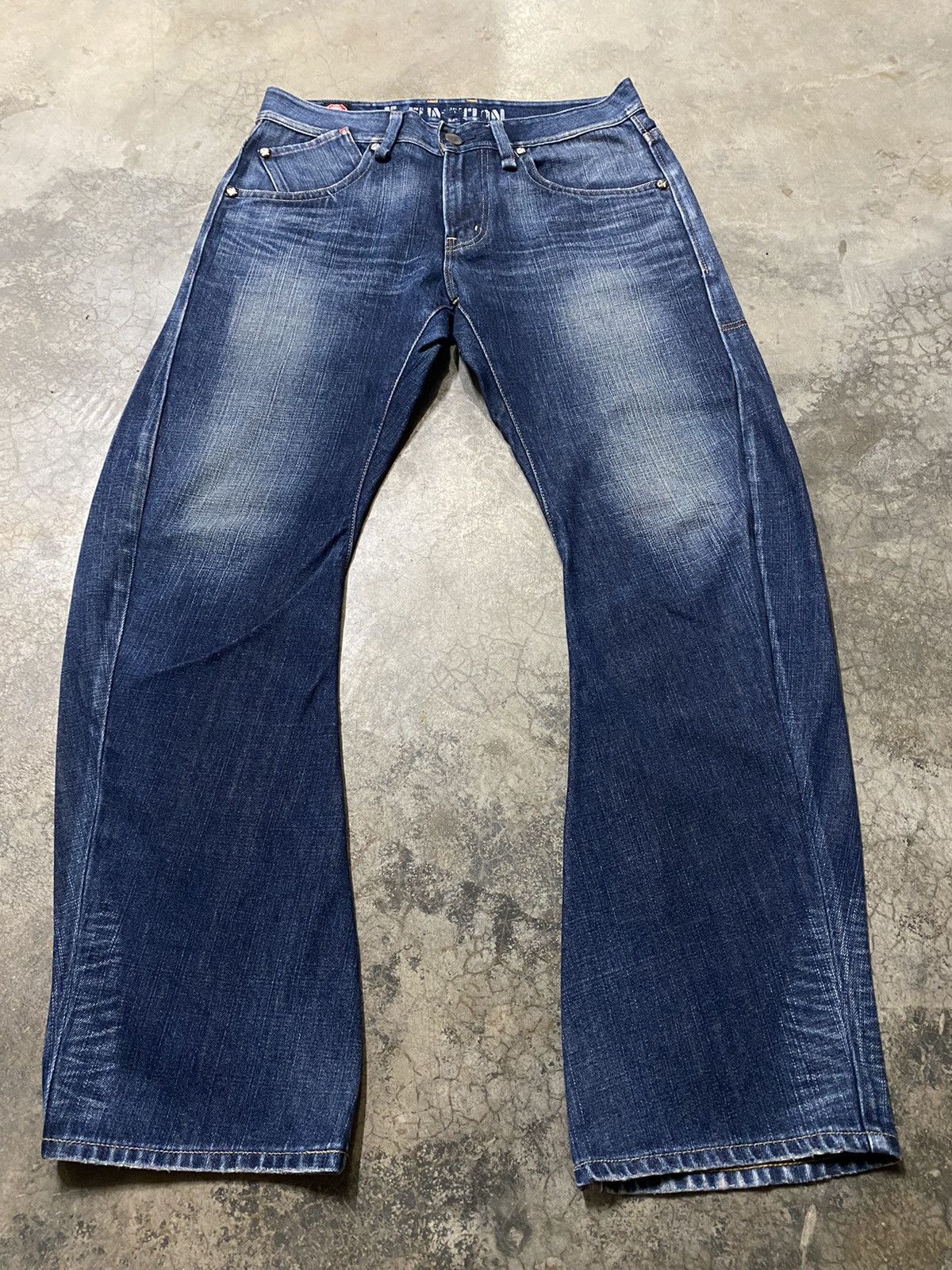 Edwin × Hysteric Glamour × Tornado Mart Baggy Jeans Japanese Edwin Crossbones Distressed Jeans Size US 34 / EU 50 - 6 Thumbnail