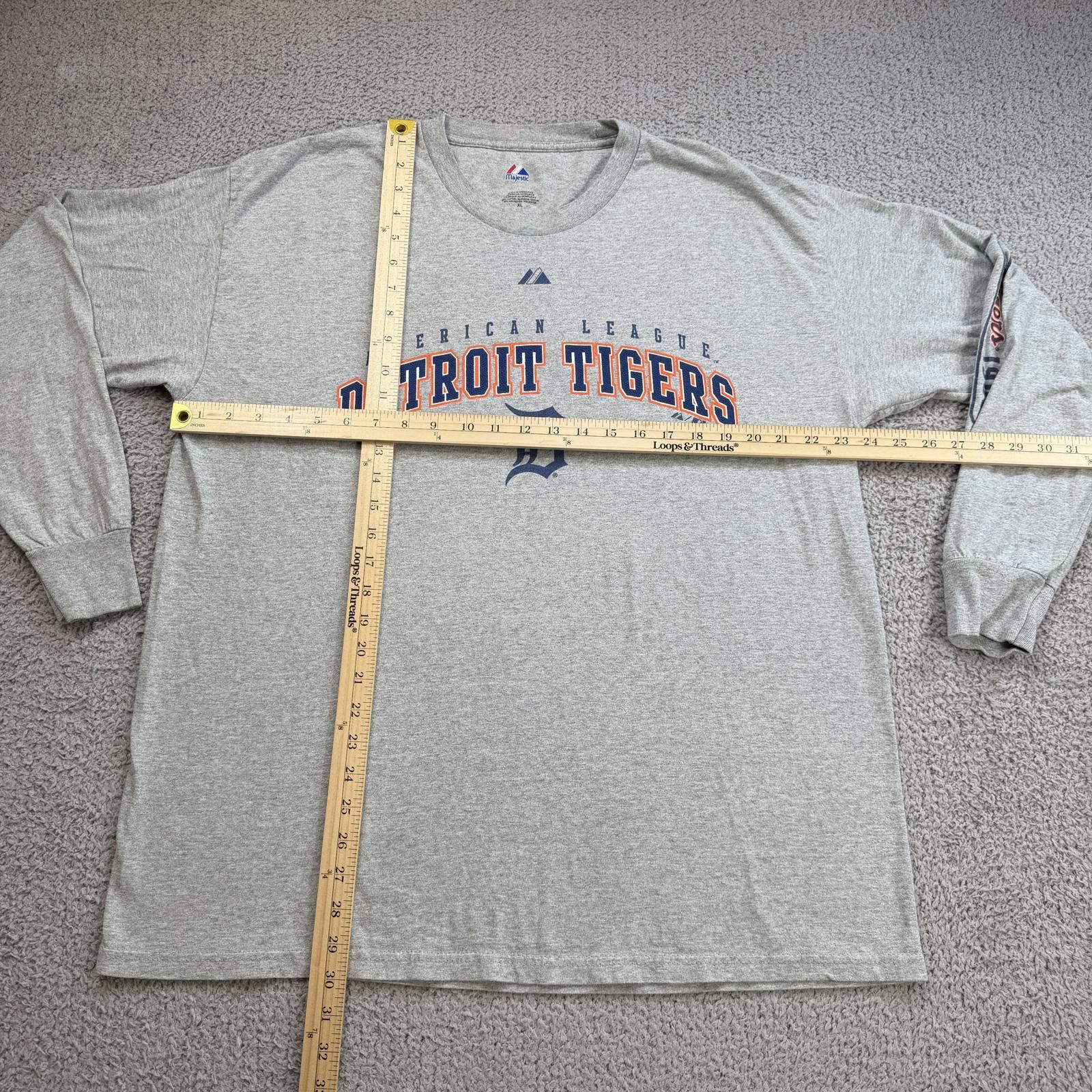 Majestic Detroit Tigers Majestic Long Sleeve Shirt Gray MLB Tee XL Size US XL / EU 56 / 4 - 3 Thumbnail