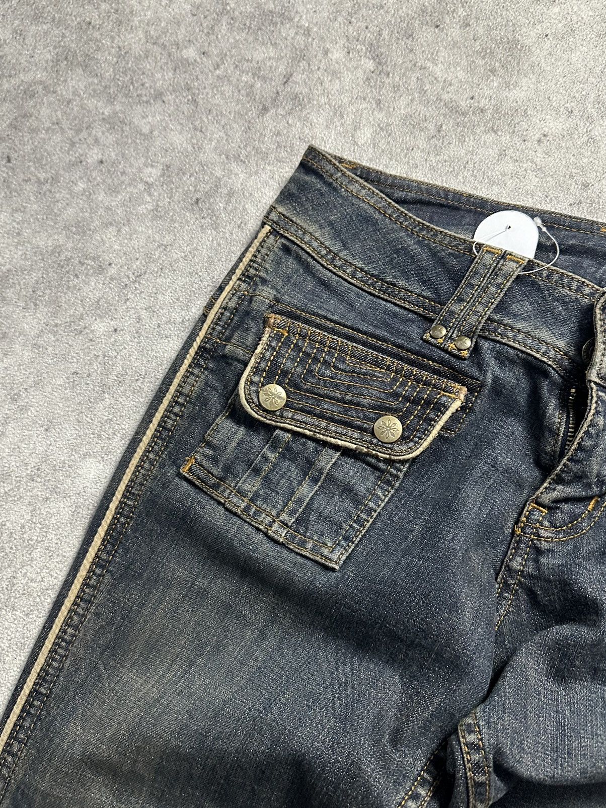Tornado Mart 90s Multipocket Flared Mud Wash Low Rise Denim Jeans Size US 29 - 6 Thumbnail